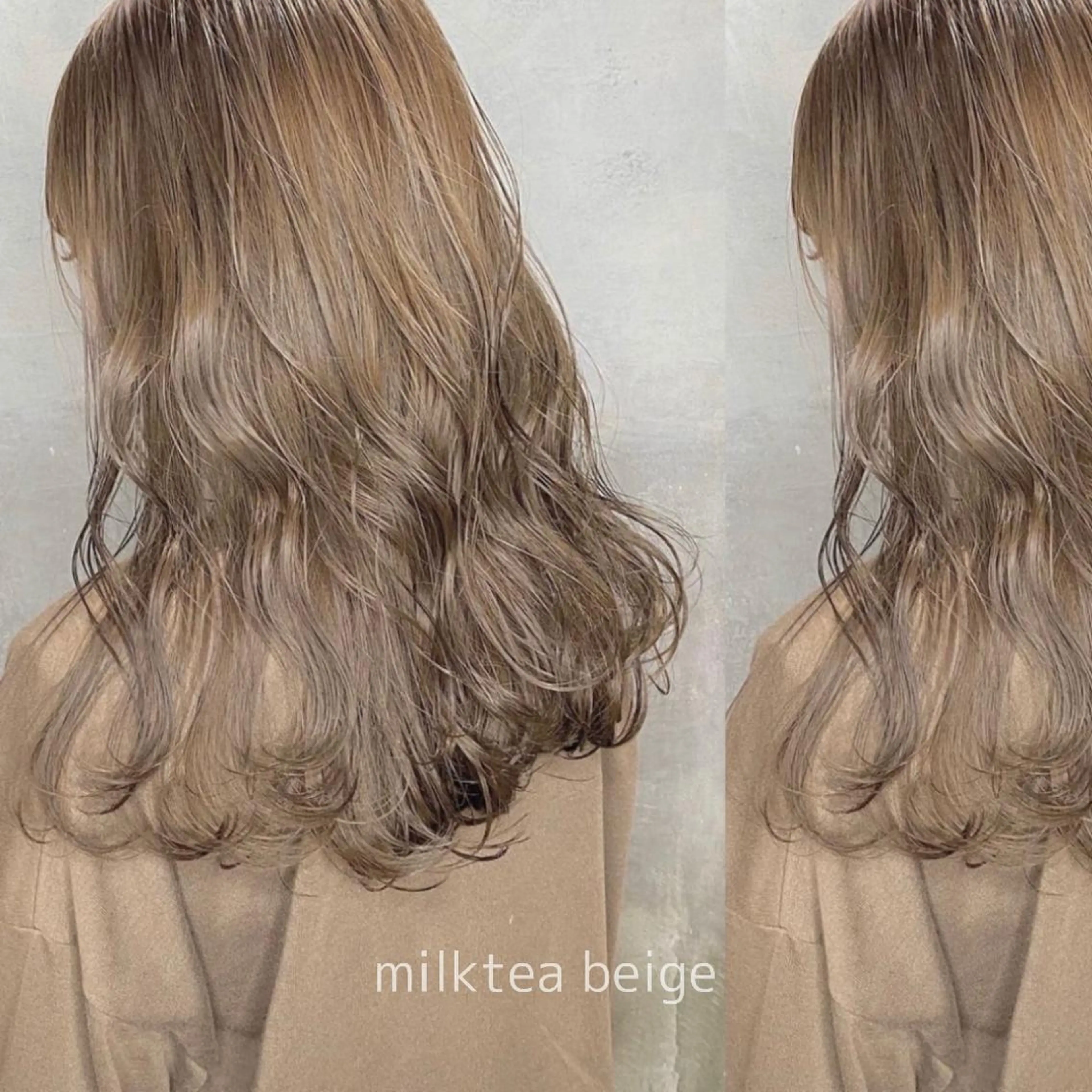 セミロング カラー ベージュカラー ブリーチ 透明感カラー ミルクティーベージュ CLUTCH天王寺 西藤遥河のヘアスタイル