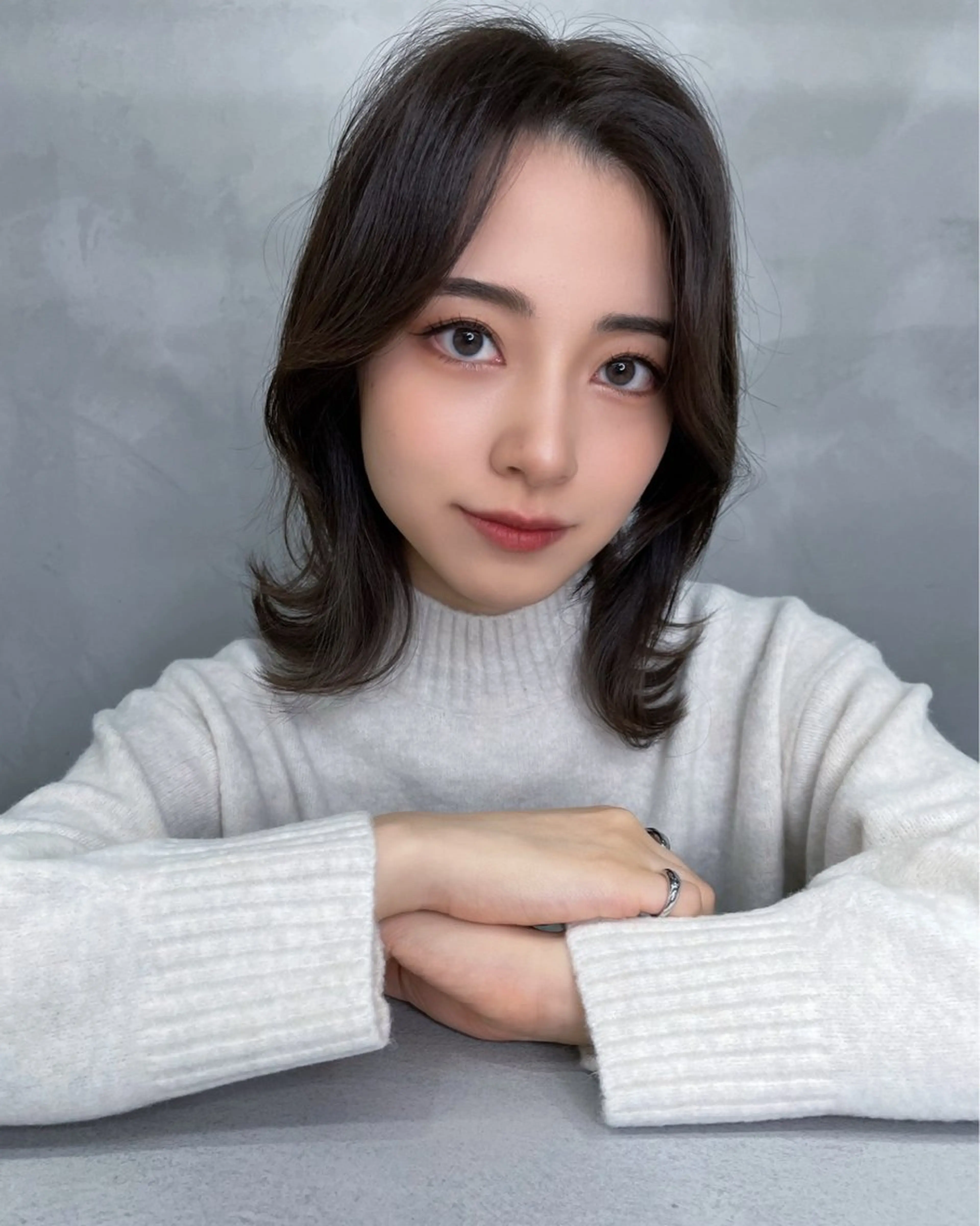 ミディアム カラー ボブ 顔周りカット 韓国風ヘア レイヤーカット ショート特化/ 似合わせカット/高津のヘアスタイル