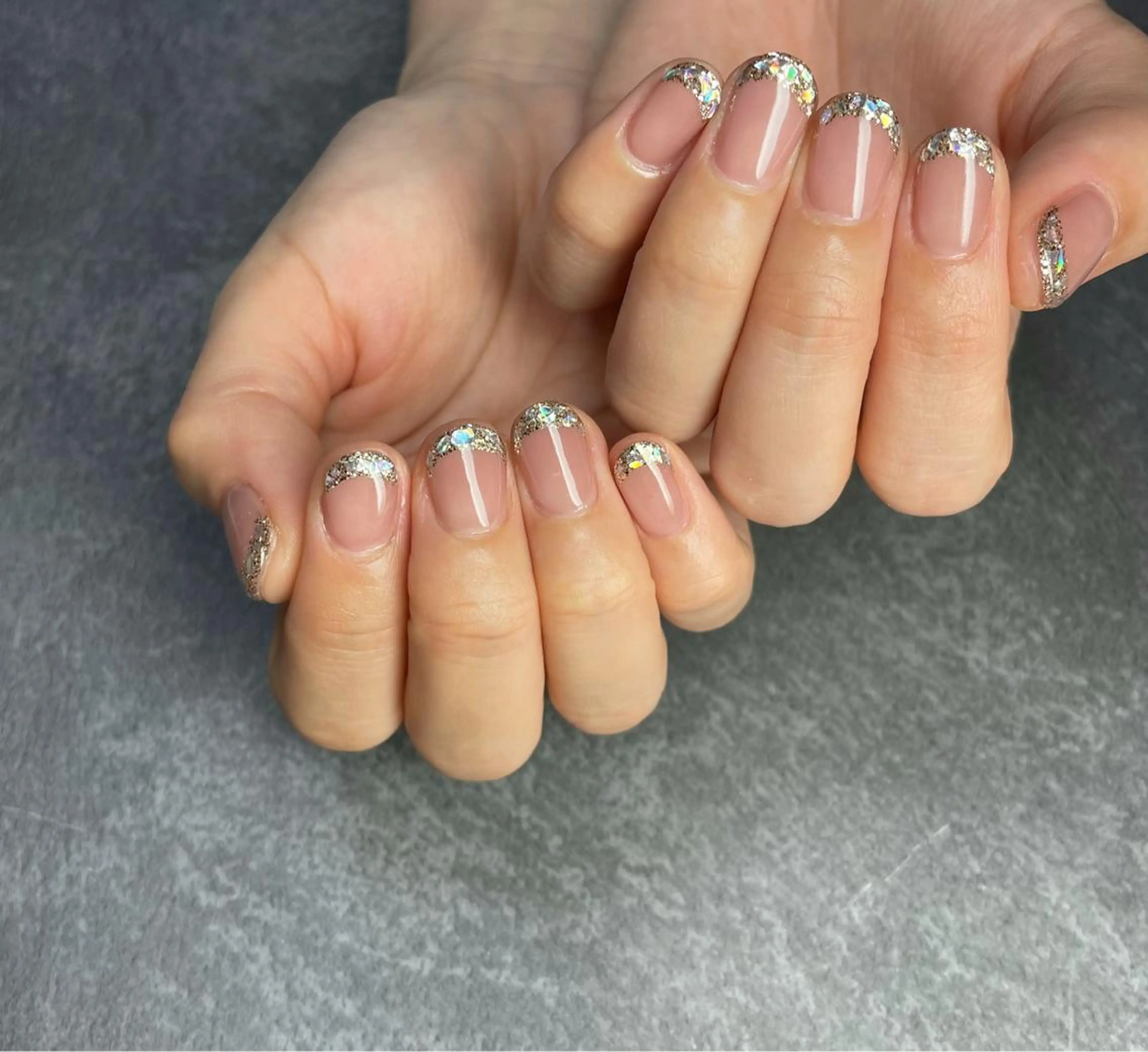 ネイル フレンチネイル ガラスフレンチ ハンドネイル Mnail mayuのネイルデザイン