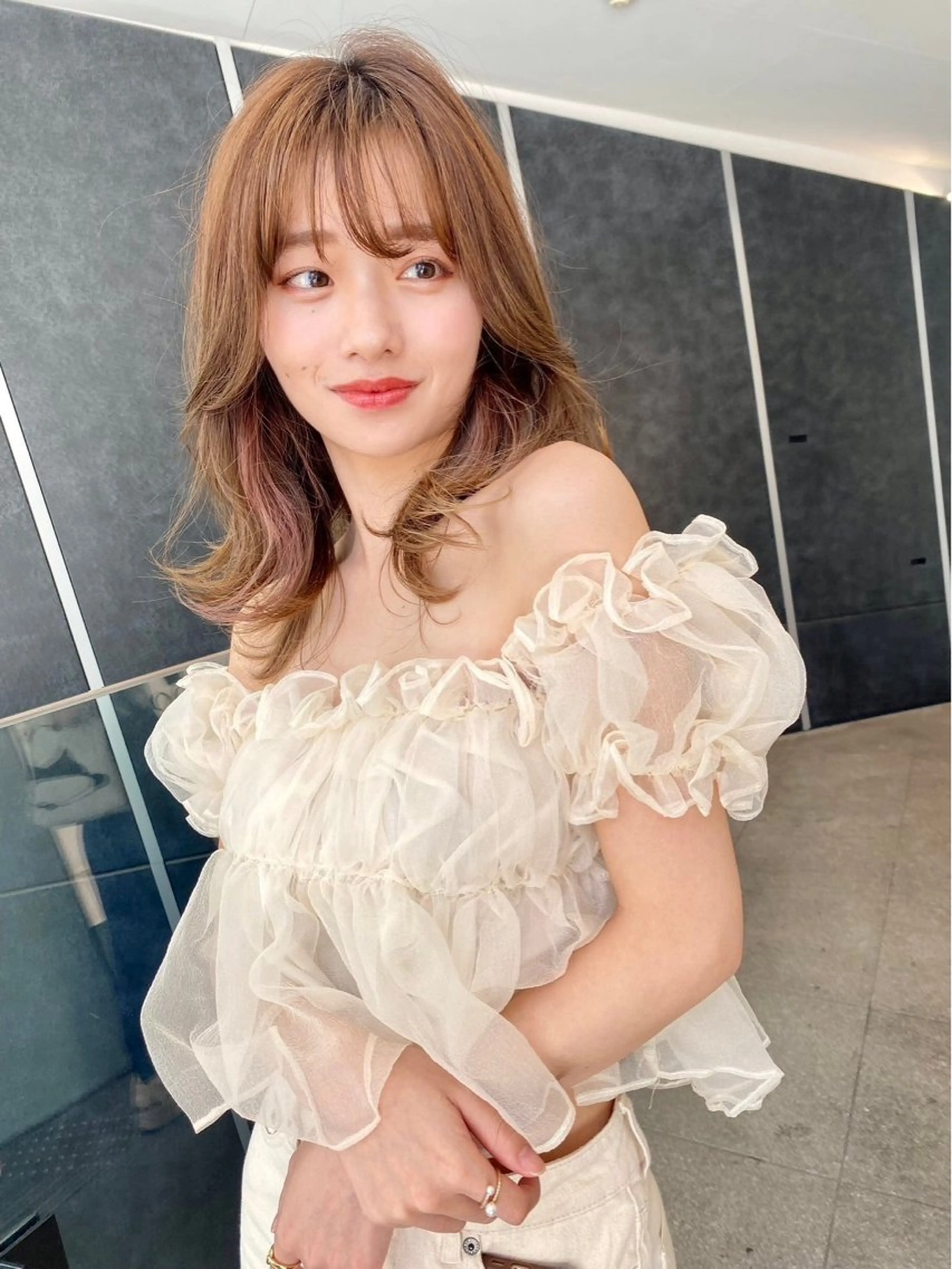 ミディアム カラー パーマ 縮毛矯正✨ 透明感カラー✨山下のヘアスタイル