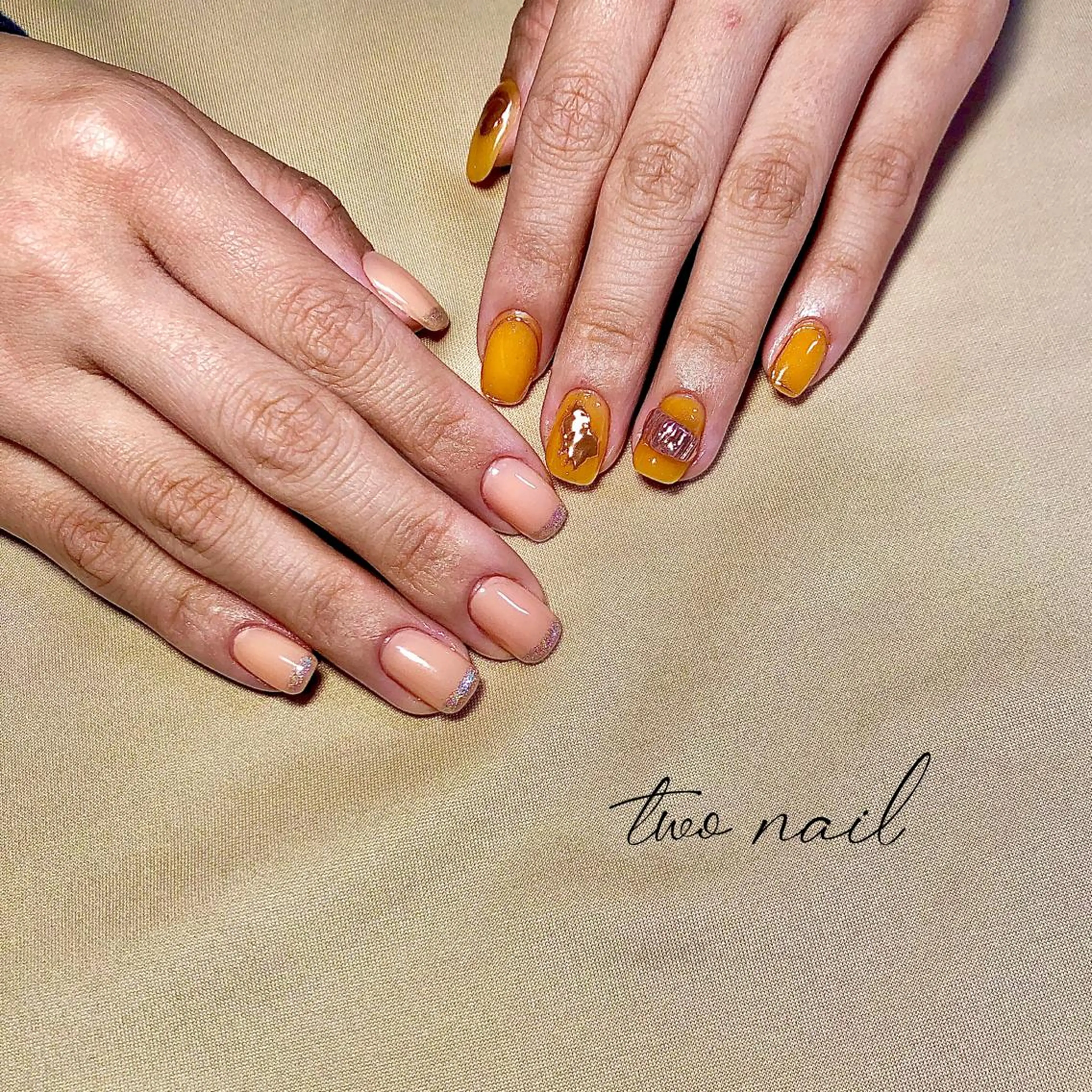 ネイル アートネイル フットネイル ハート ニュアンスネイル ホワイト two nailのネイルデザイン