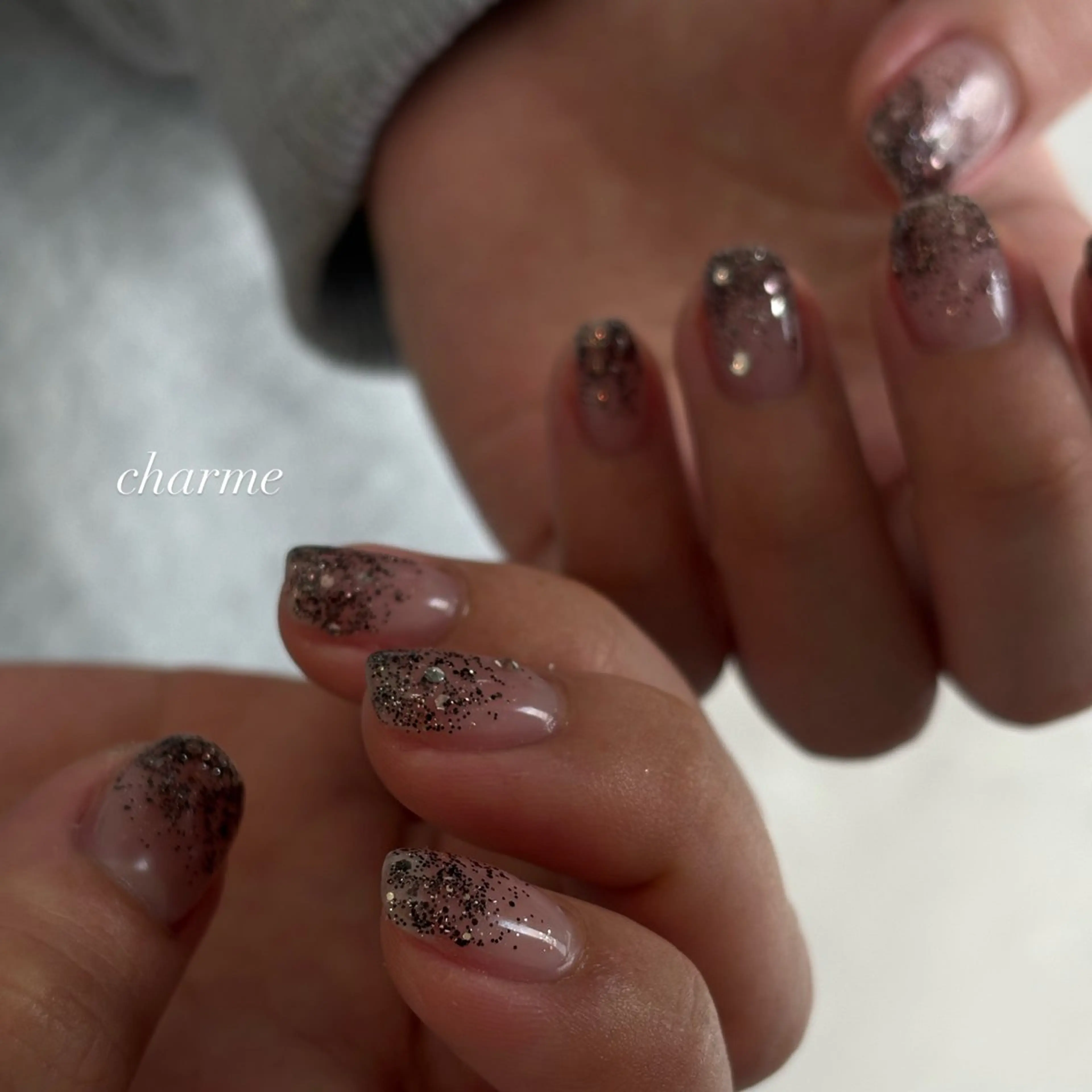 ネイル ラメ(グリッター) ラメグラデーション charme yuiのネイルデザイン
