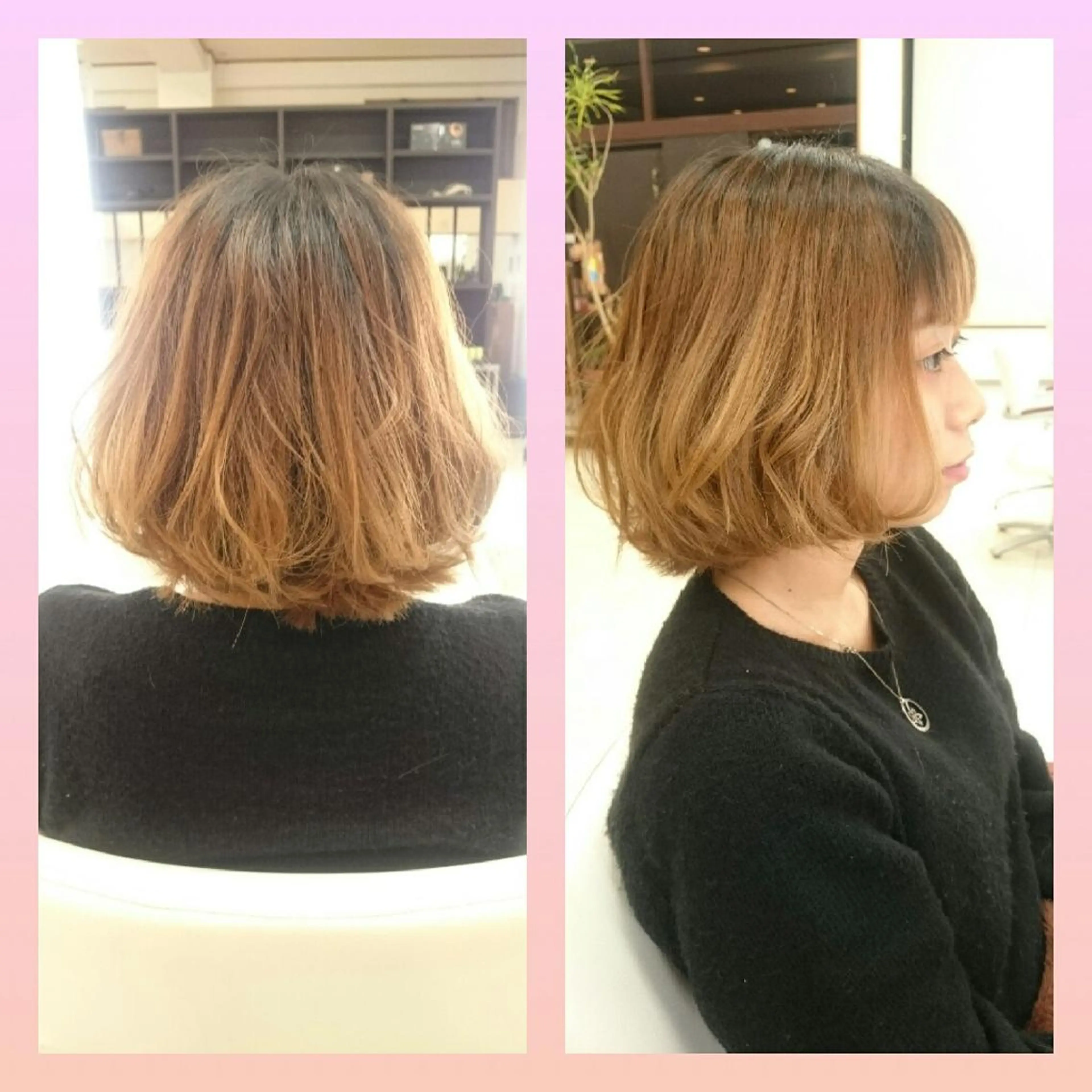 ミディアム ボブ くびれヘア キンジョウ エナミのヘアスタイル