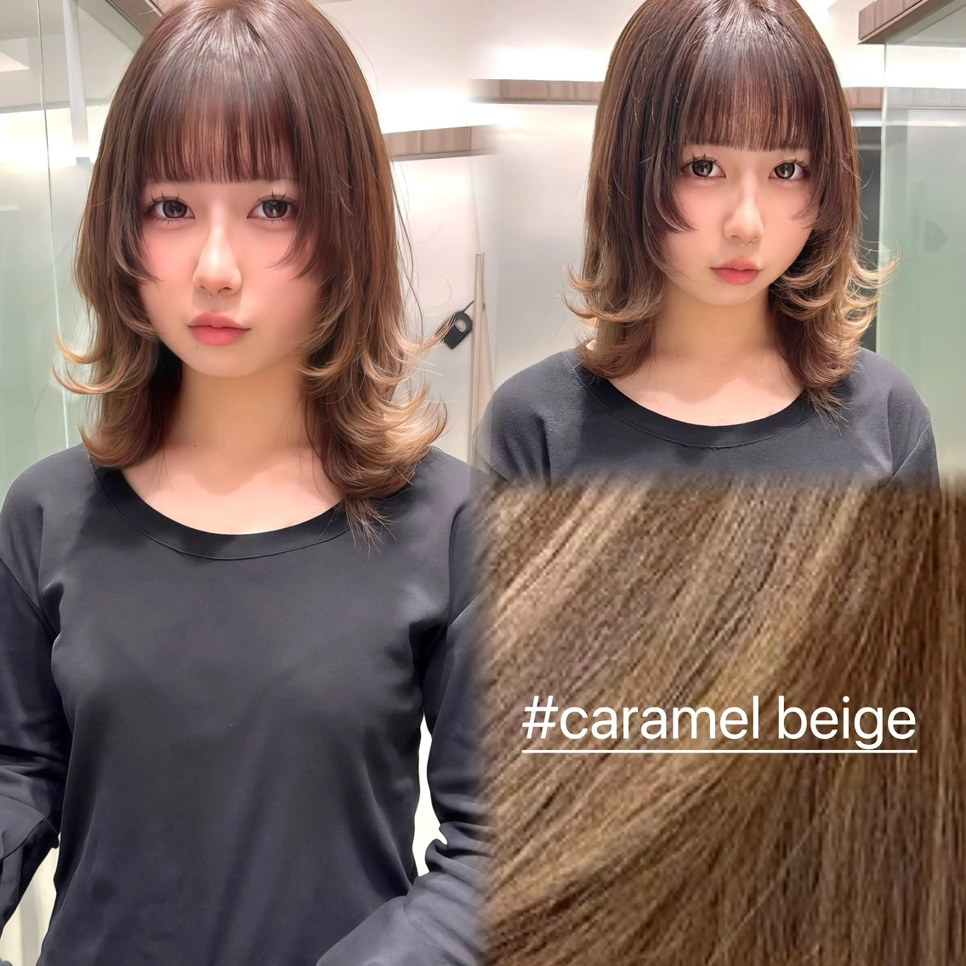 ミディアム カラー カット ヘアカラー トリートメント MiU所属・髪質改善ストレート ✖️ブリーチゆたかのヘアスタイル