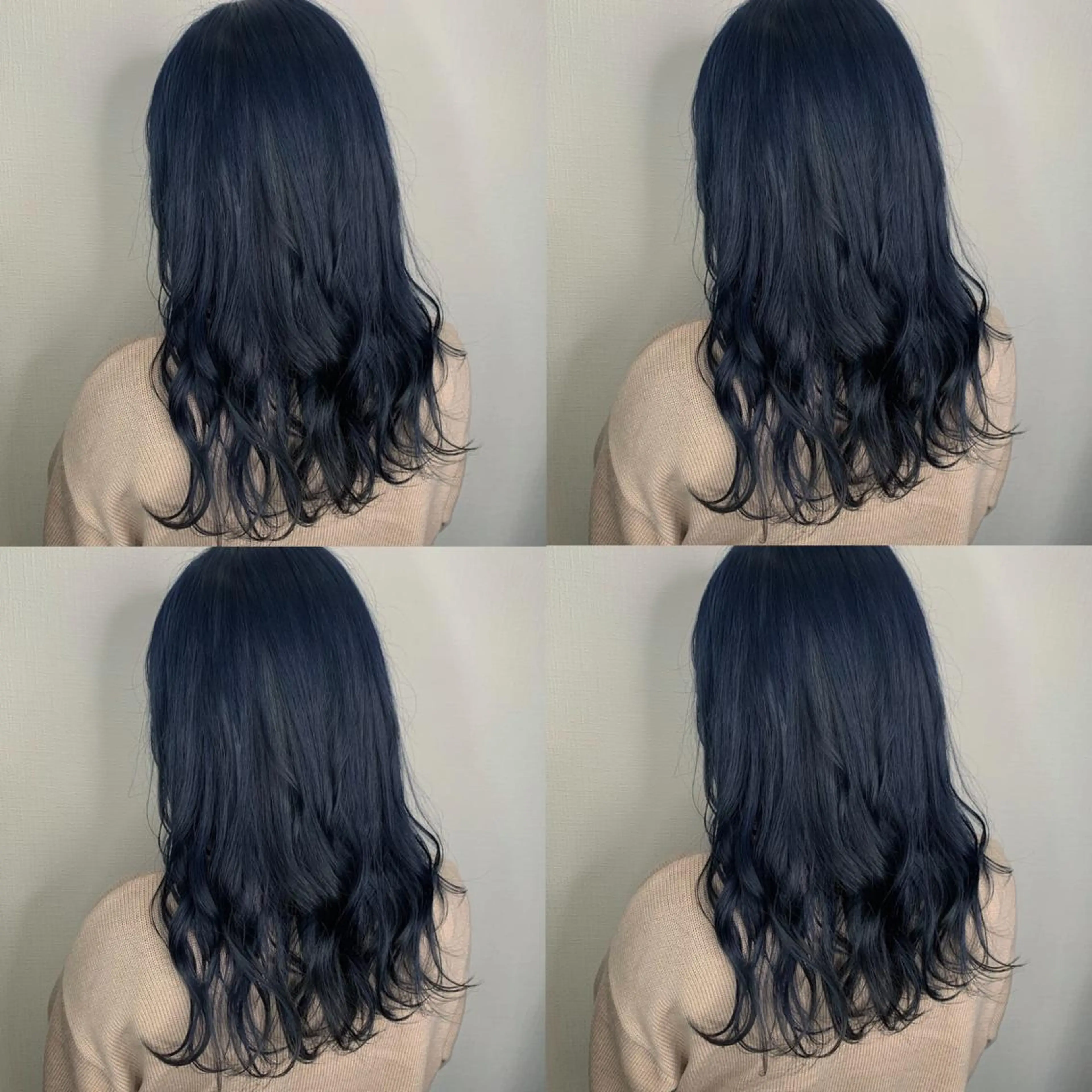 セミロング カラー ヘアアレンジ ブリーチ ブルーカラー ネイビーカラー ヘアカラー 袴田 伊代のヘアスタイル