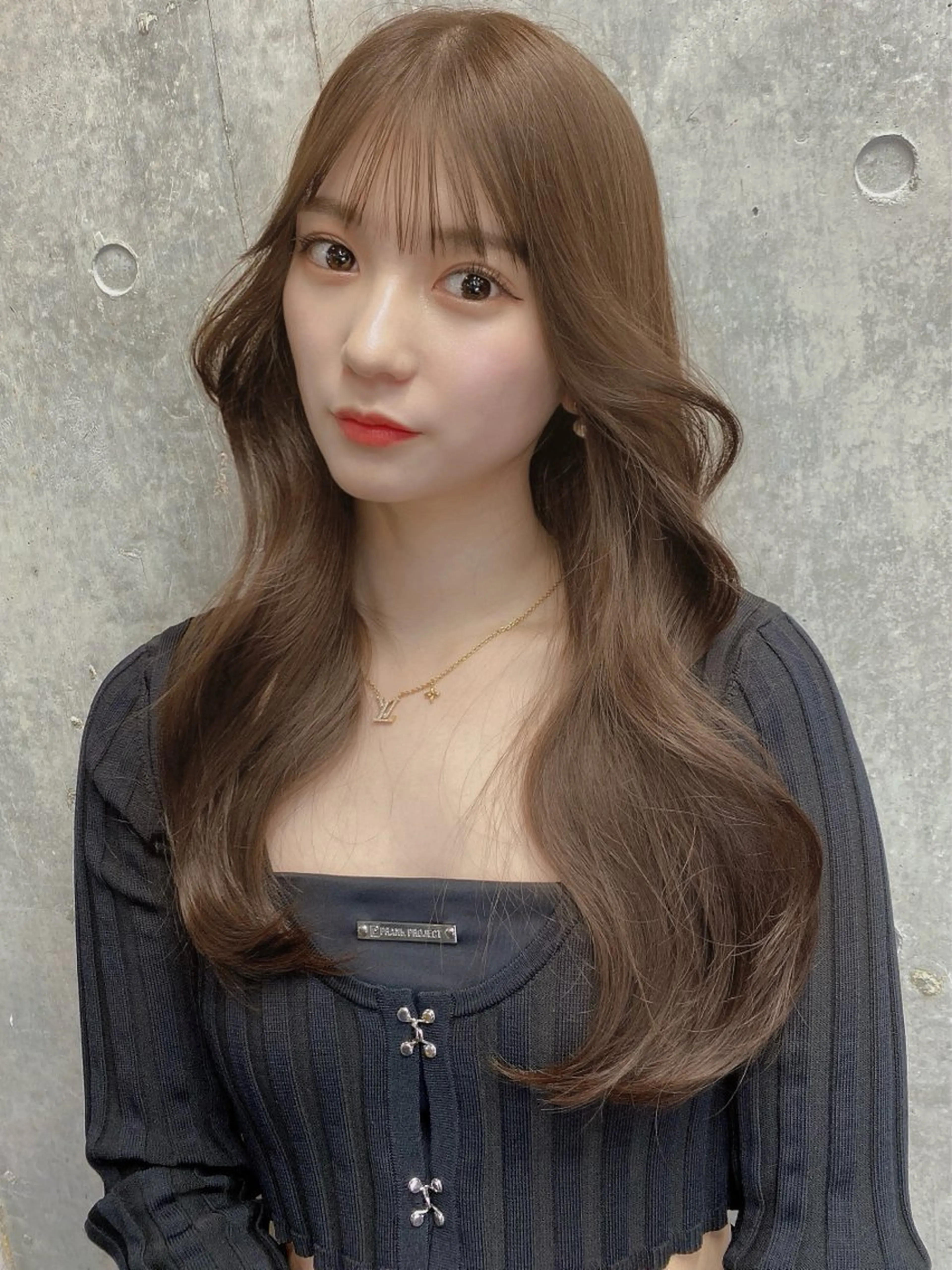 ロング カット ヘアカラー トリートメント 韓国風/ワンホンヘア 髪質改善/MaCoのヘアスタイル