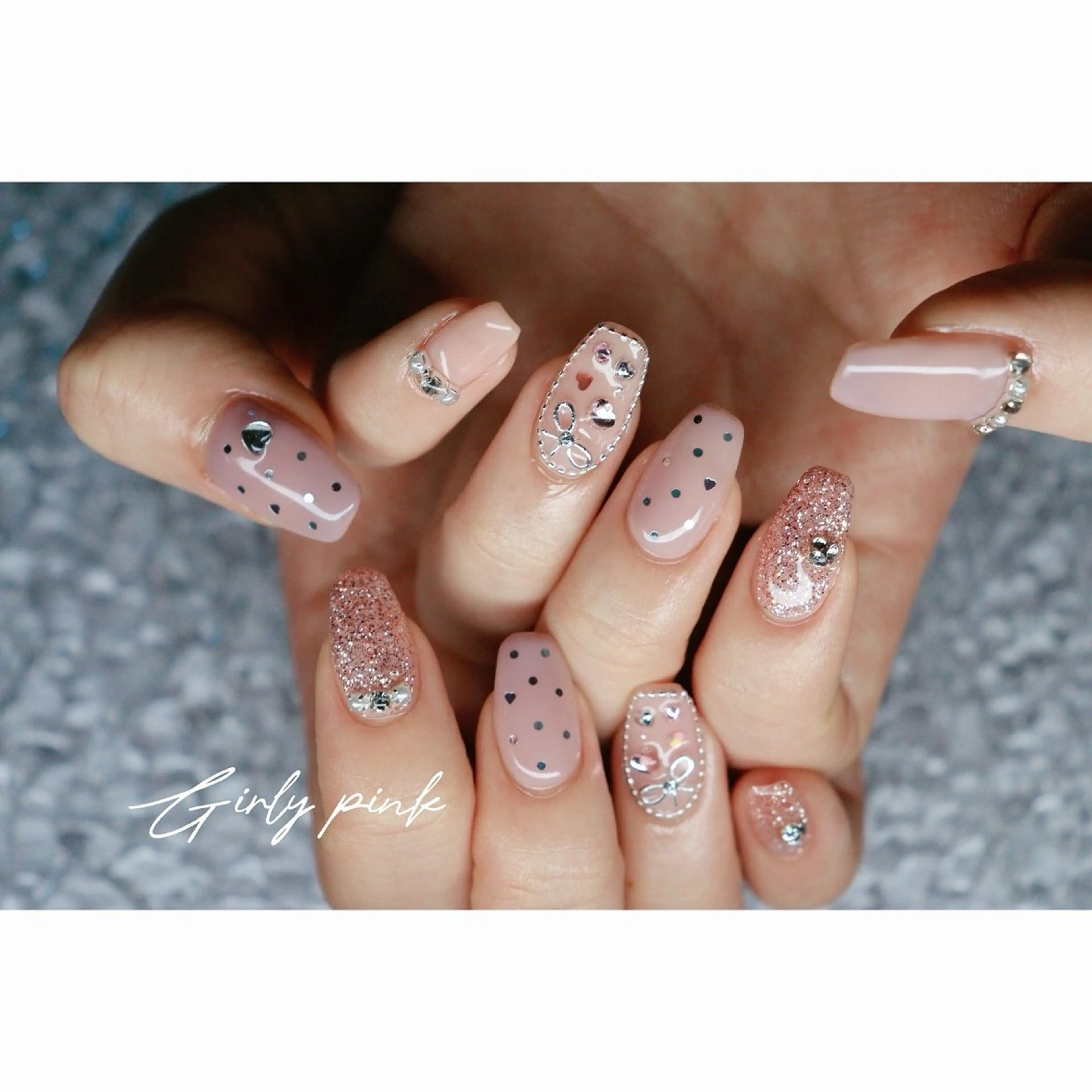 ネイル ガーリー ピンク ハンドネイル mapple nailのネイルデザイン