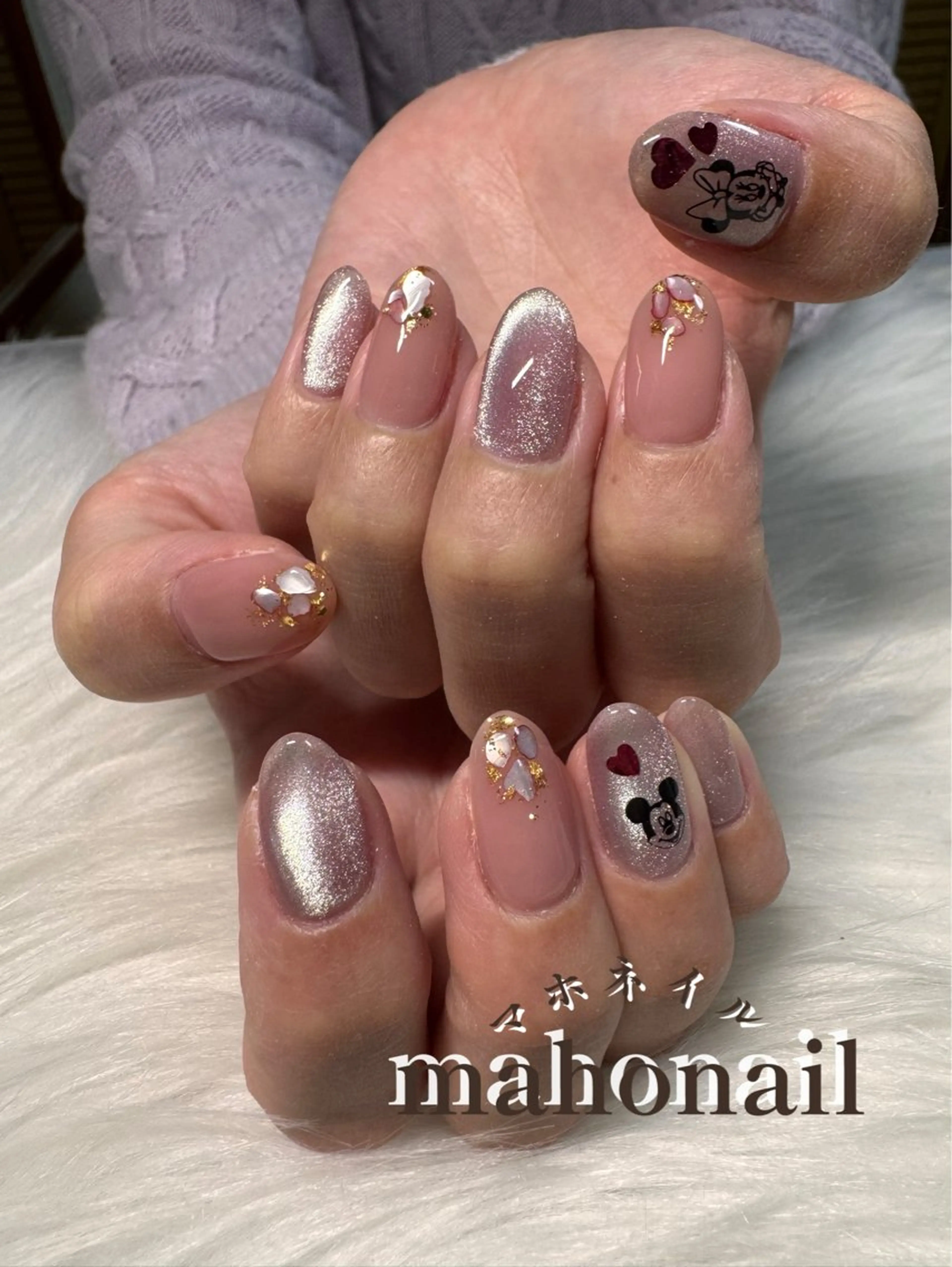 ネイル マグネットネイル ワンカラーネイル ピンク maho nail マホネイルのネイルデザイン