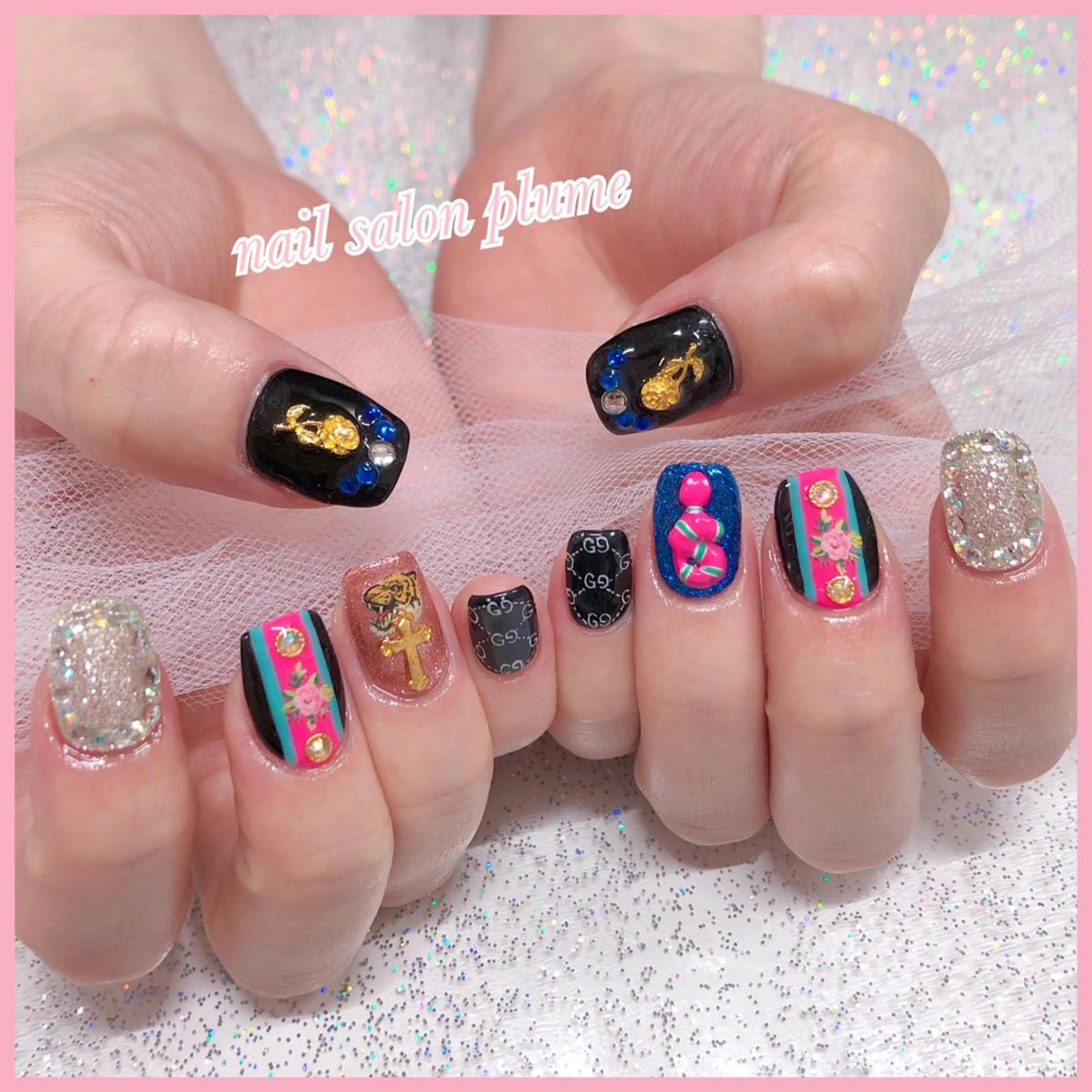 ネイル アートネイル ハート 韓国ネイル 春ネイル ハンドネイル plume nail ☆韓国ネイルのネイルデザイン