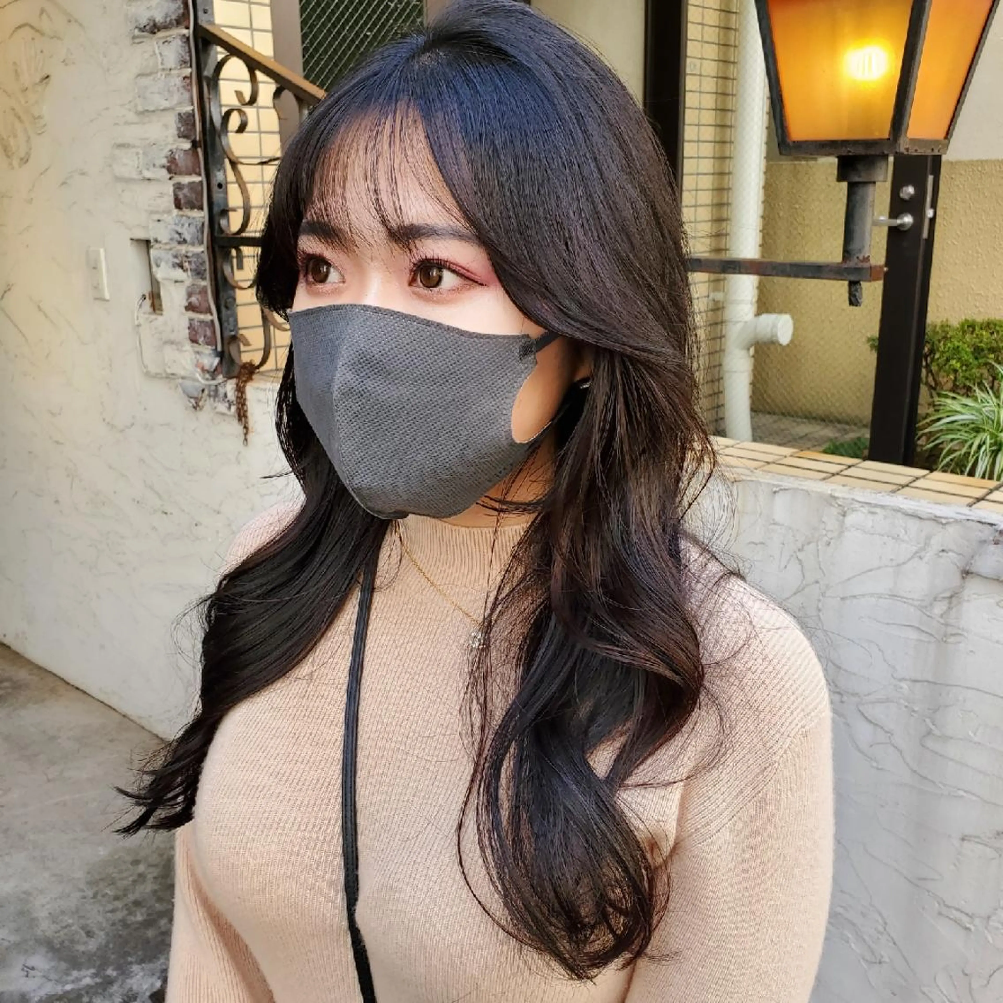 ロング カラー 切りっぱなしボブ ショートボブ バレイヤージュ ベージュカラー 黒髪 カット ヘアカラー トリートメント フリーランス所属・韓国ヘア レイヤー くびれヘアMATSUのヘアスタイル