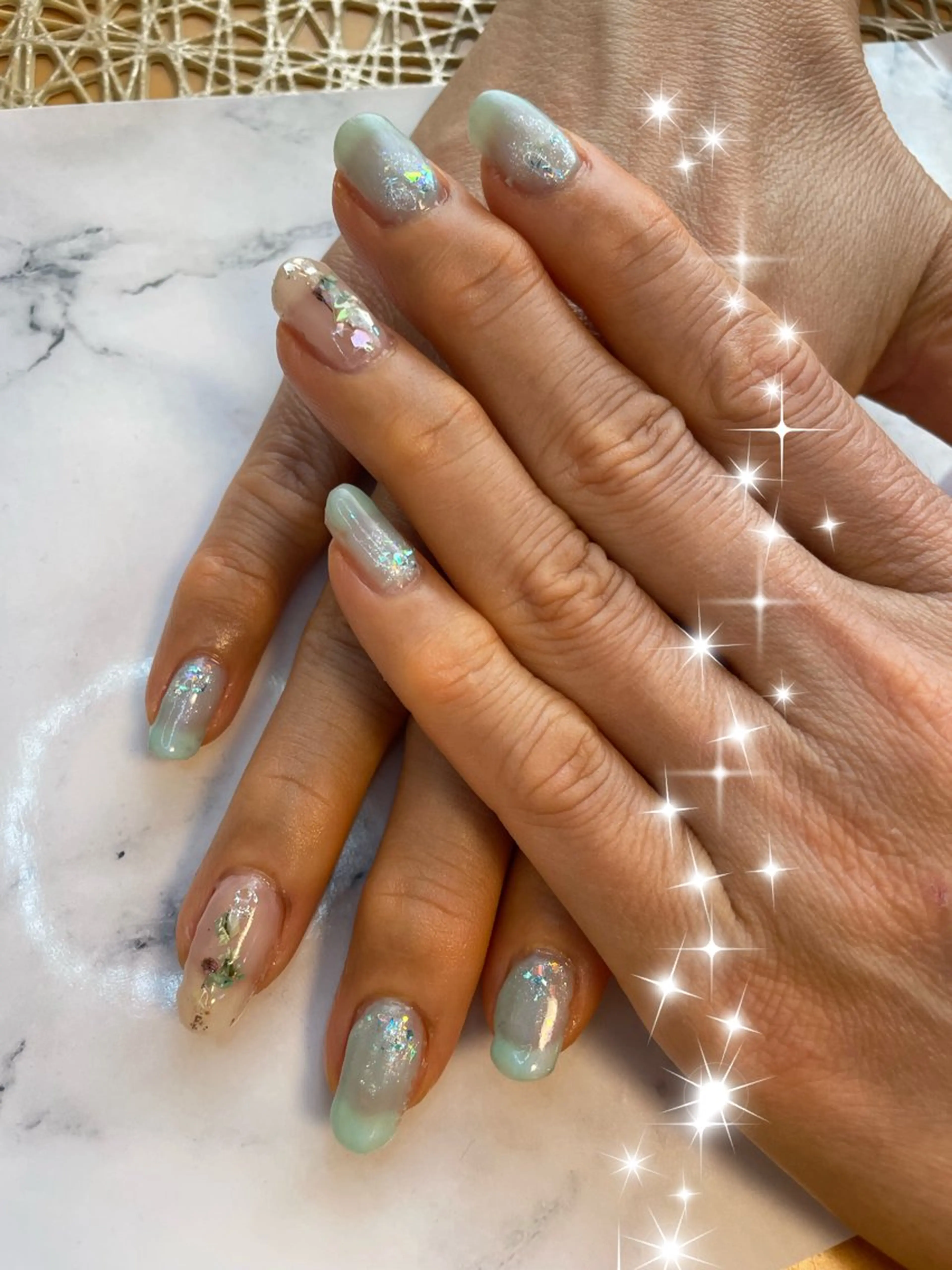 ネイル グラデーション ラメ(グリッター) ラメグラデーション 春ネイル NAIL★M 真紀のネイルデザイン