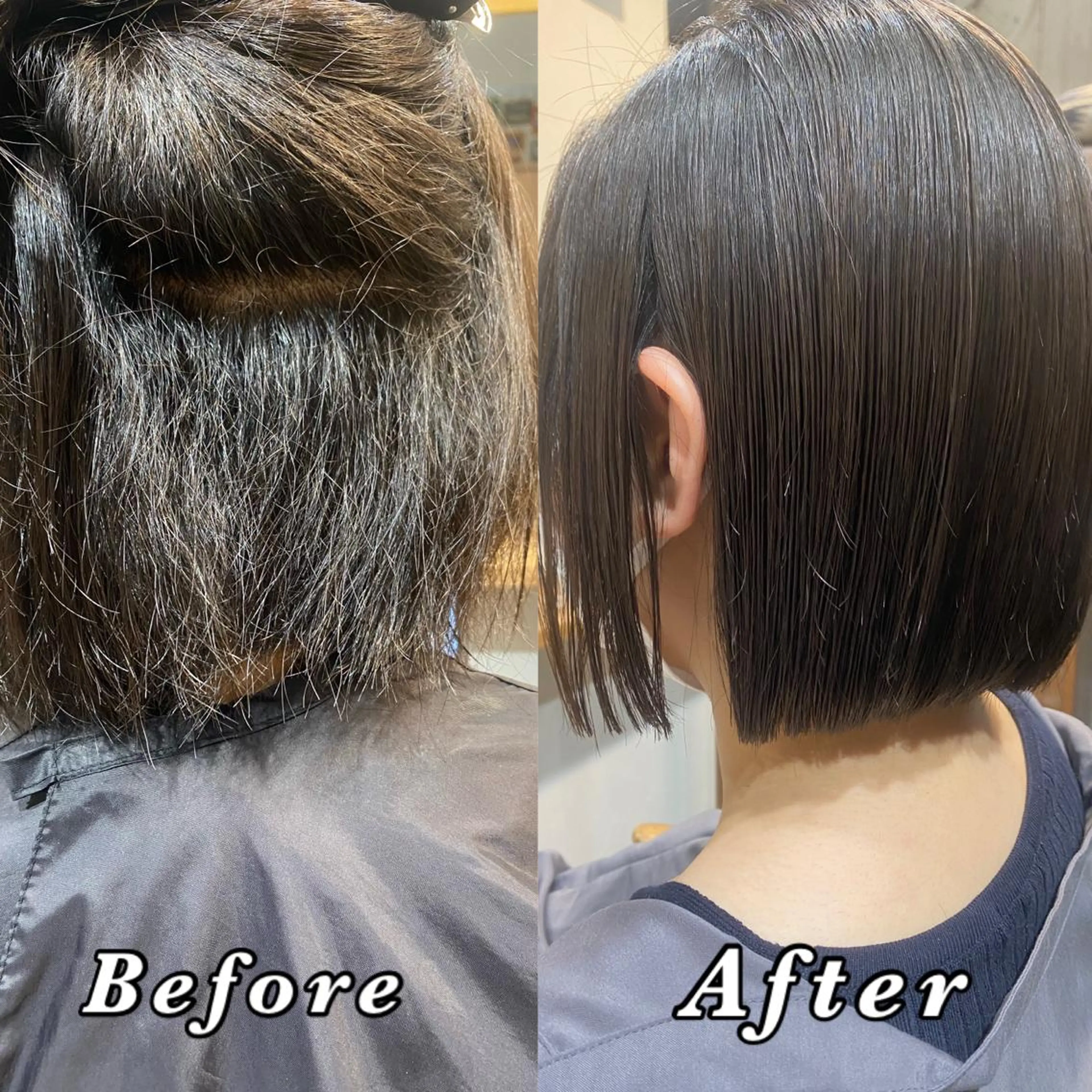 ショート ボブ 縮毛矯正 【髪質改善・艶髪 ・ハイライト】ハナカのヘアスタイル
