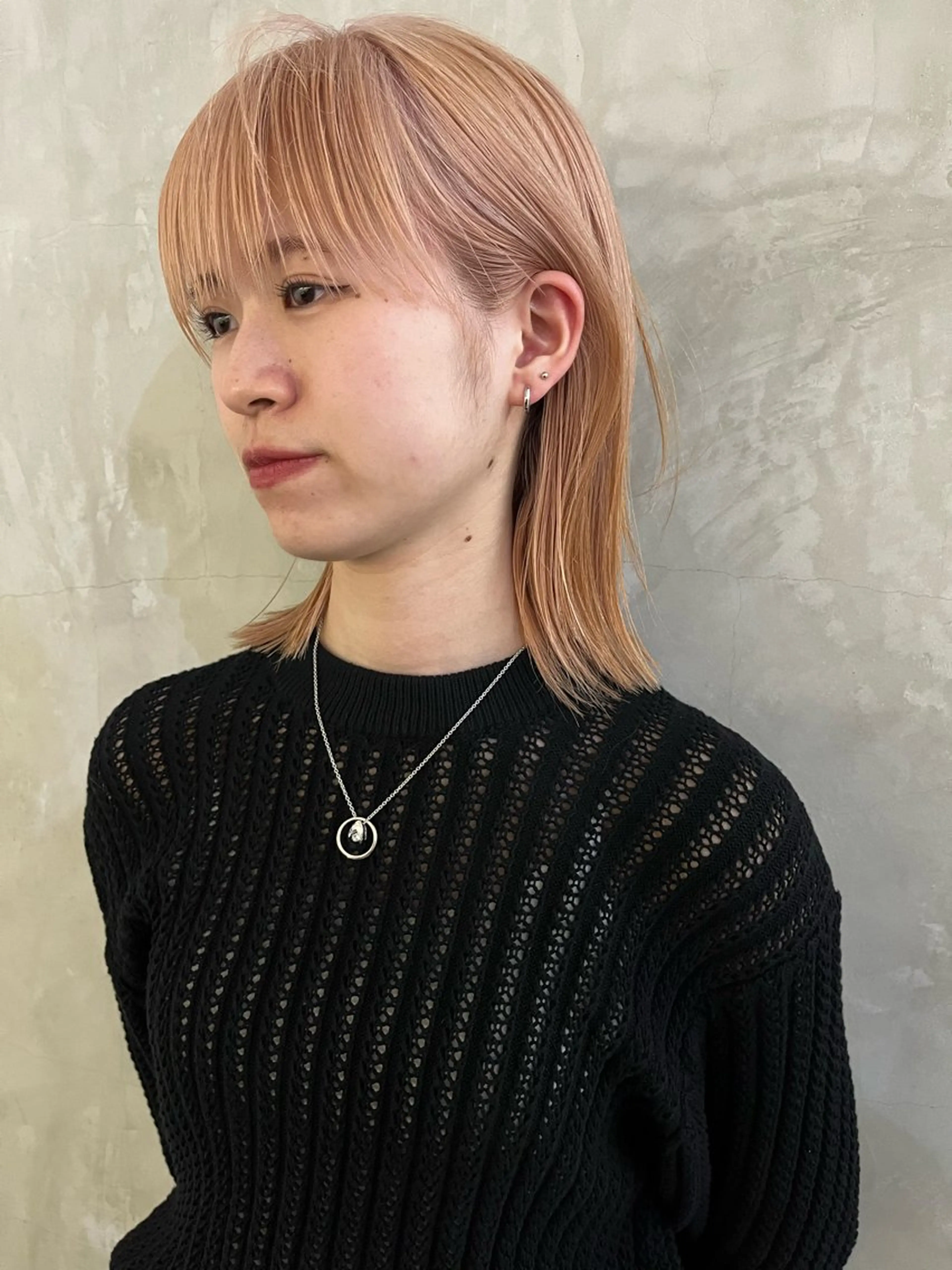ミディアム カラー ベージュカラー ハイトーンカラー ピンクカラー ピンクベージュ カット ヘアカラー トリートメント 金井京介/パーマ /レイヤー/ボブのヘアスタイル