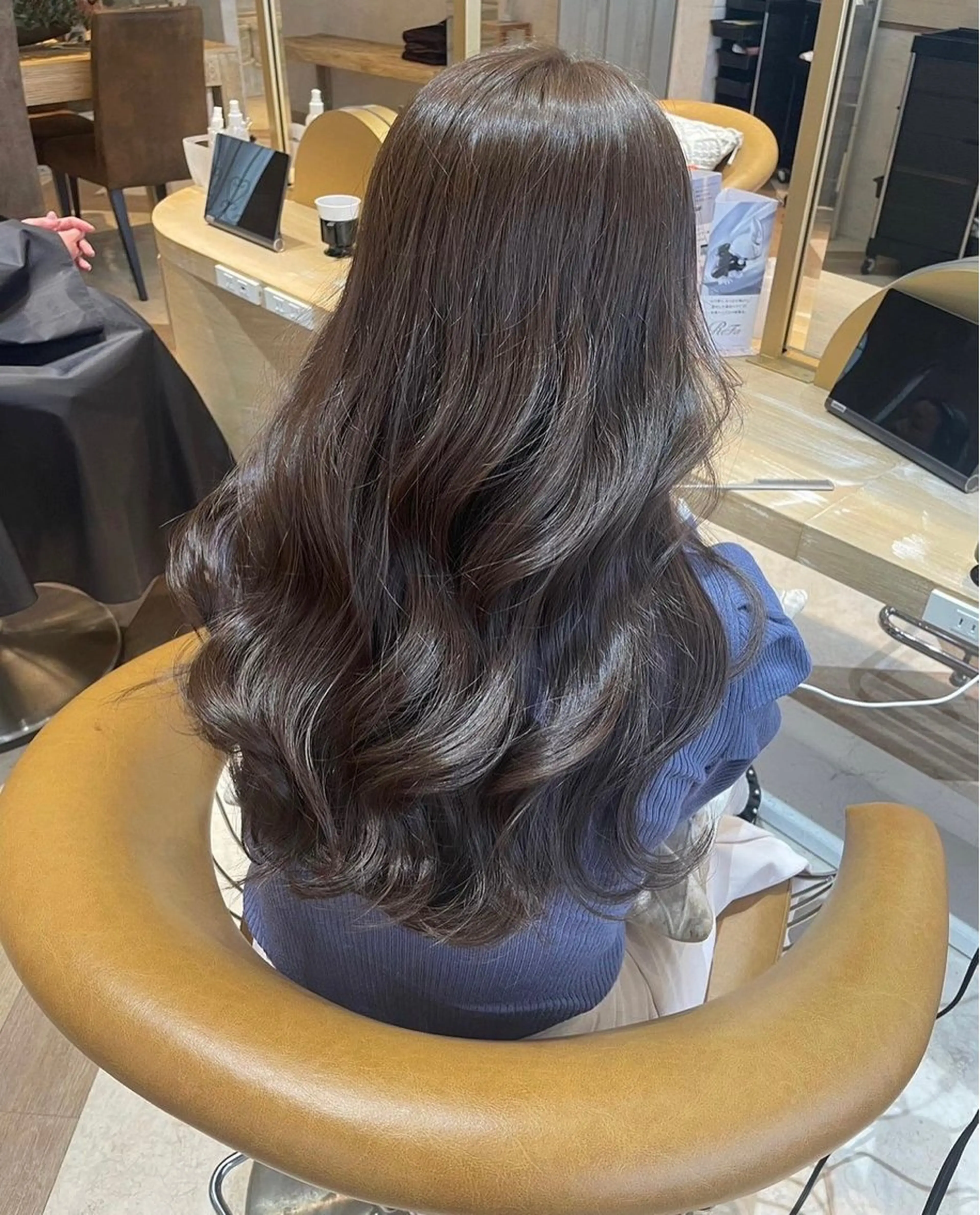 ロング ボブ ハイライト 髪質改善 韓国風ヘア 小顔カット ヘアカラー トリートメント 透明感カラー/カット 髪質改善/森栄範のヘアスタイル