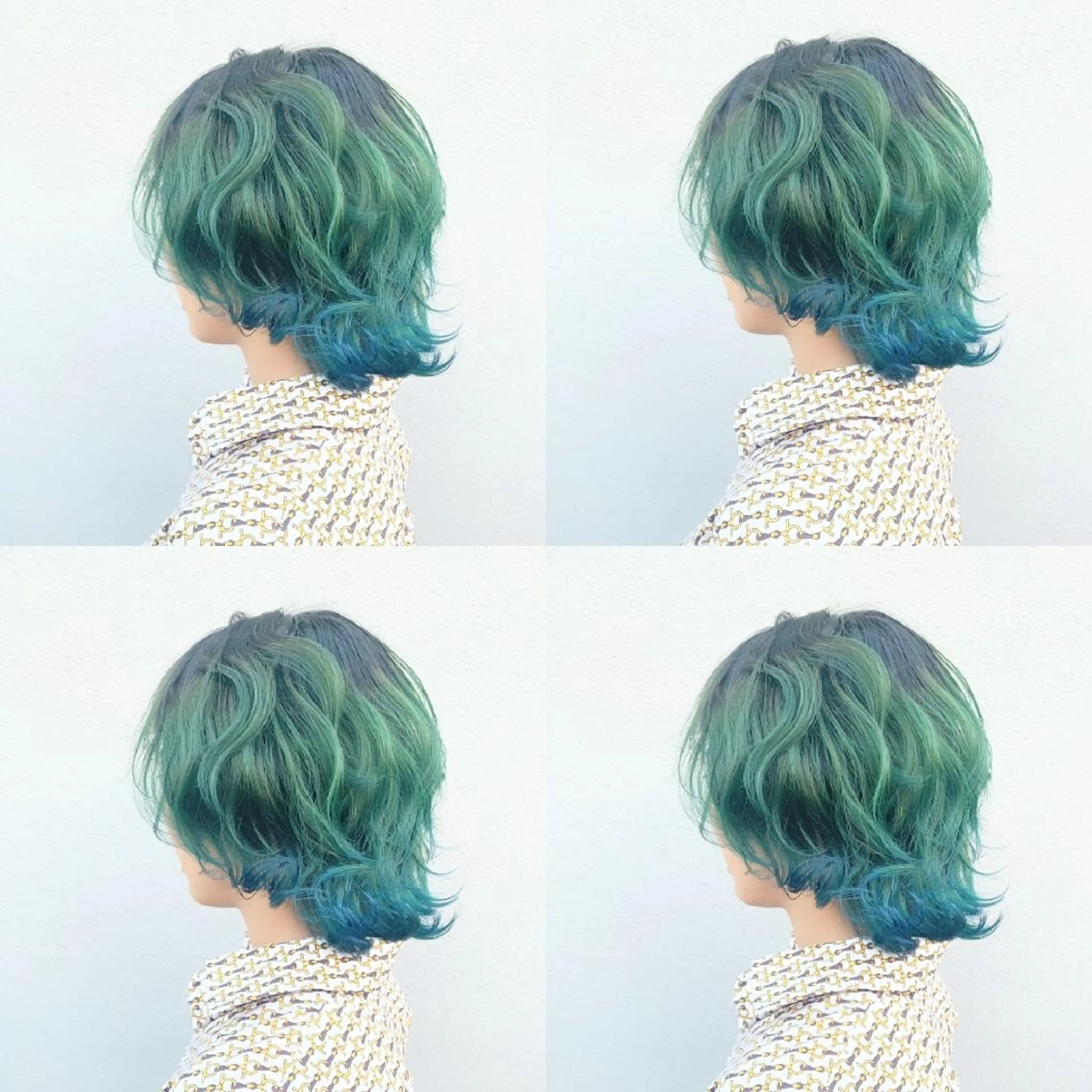 ミディアム カラー ブリーチ ブルーカラー グラデーションカラー nambu-GARDEN所属・上田 昂雅のヘアスタイル