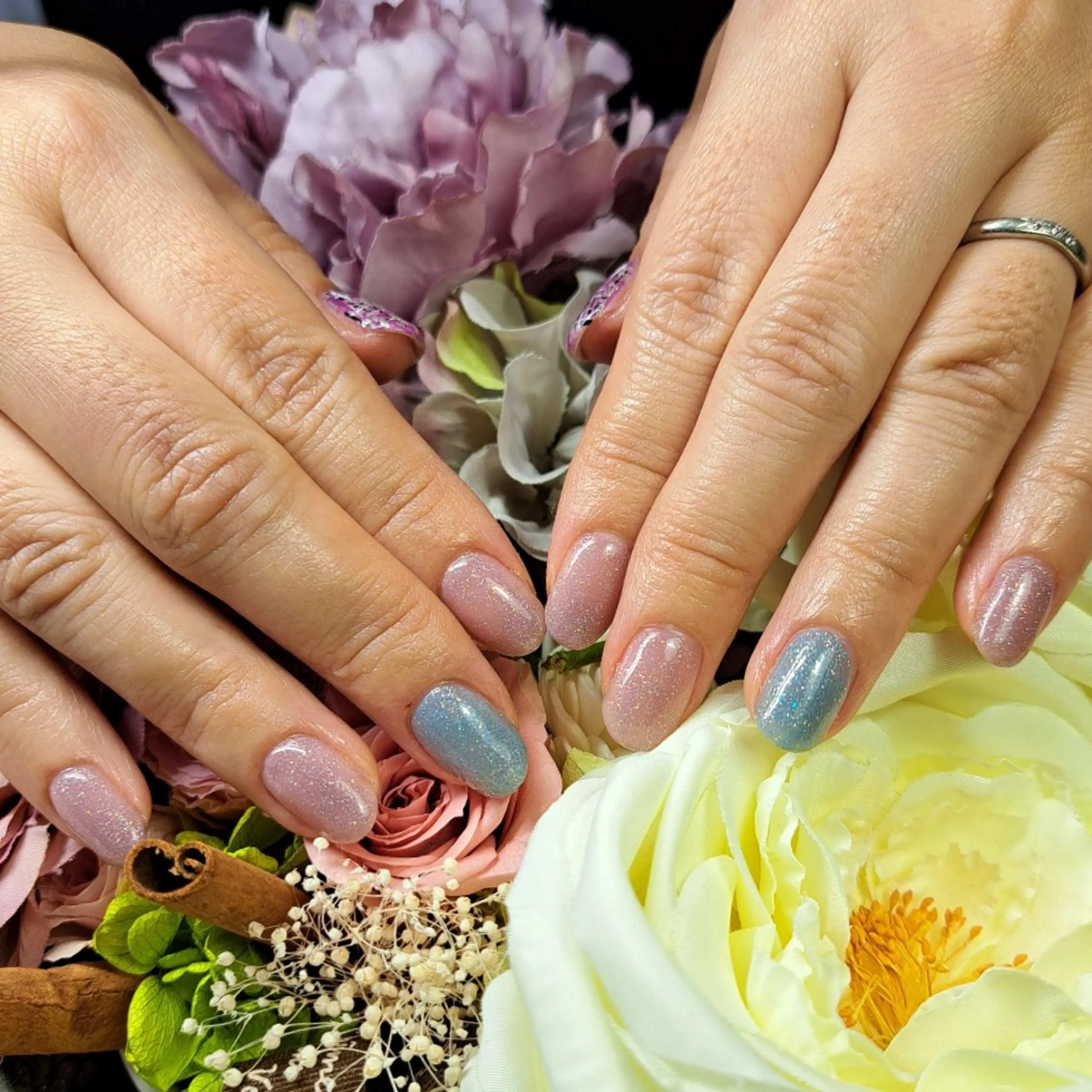 ネイル パープル ツイードネイル HAYASHI  Nのネイルデザイン