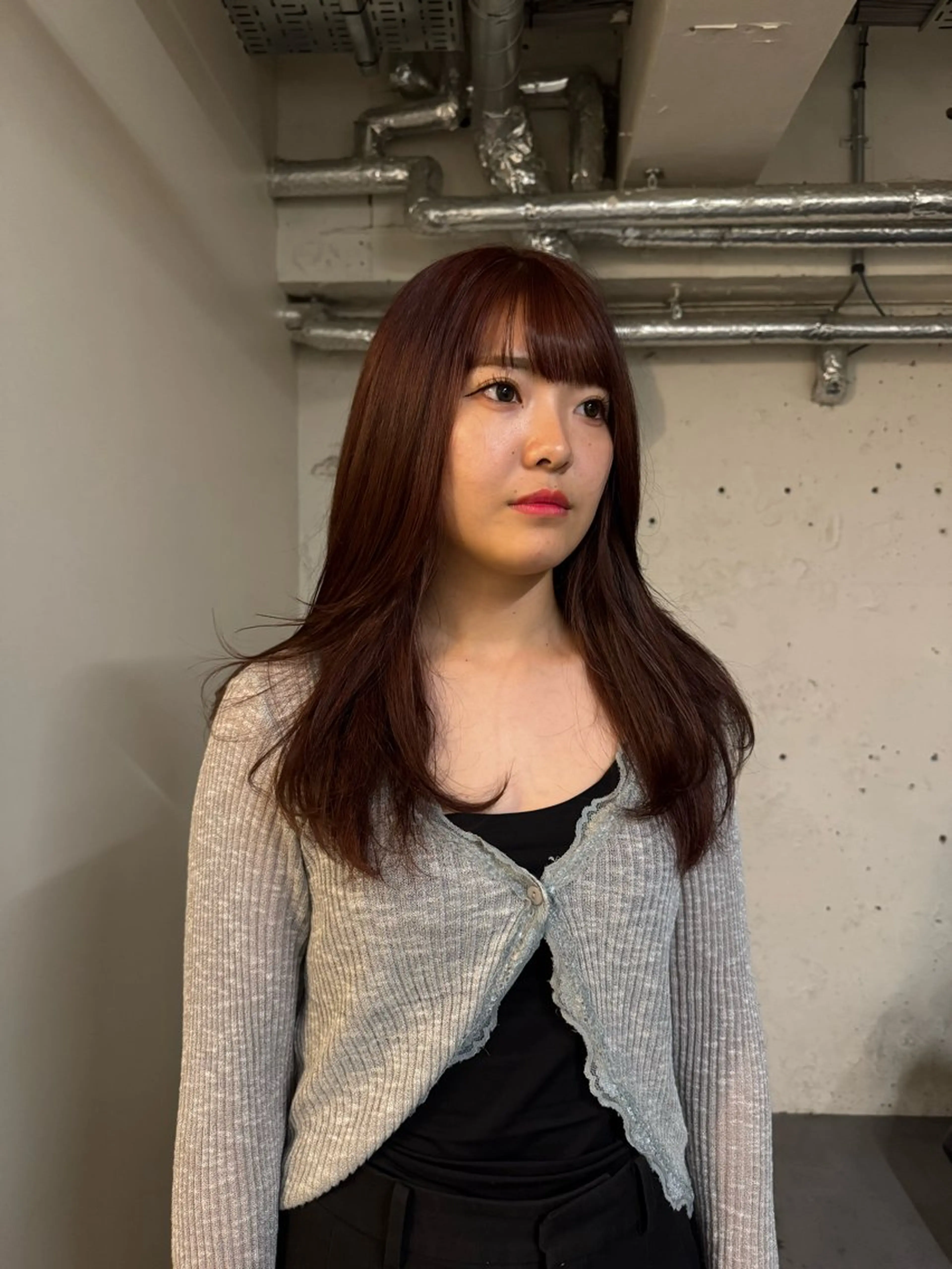 ミディアム カラー ブリーチ ブラウンカラー ピンクカラー ピンクブラウン たける/韓国へア /ダウンパーマのヘアスタイル