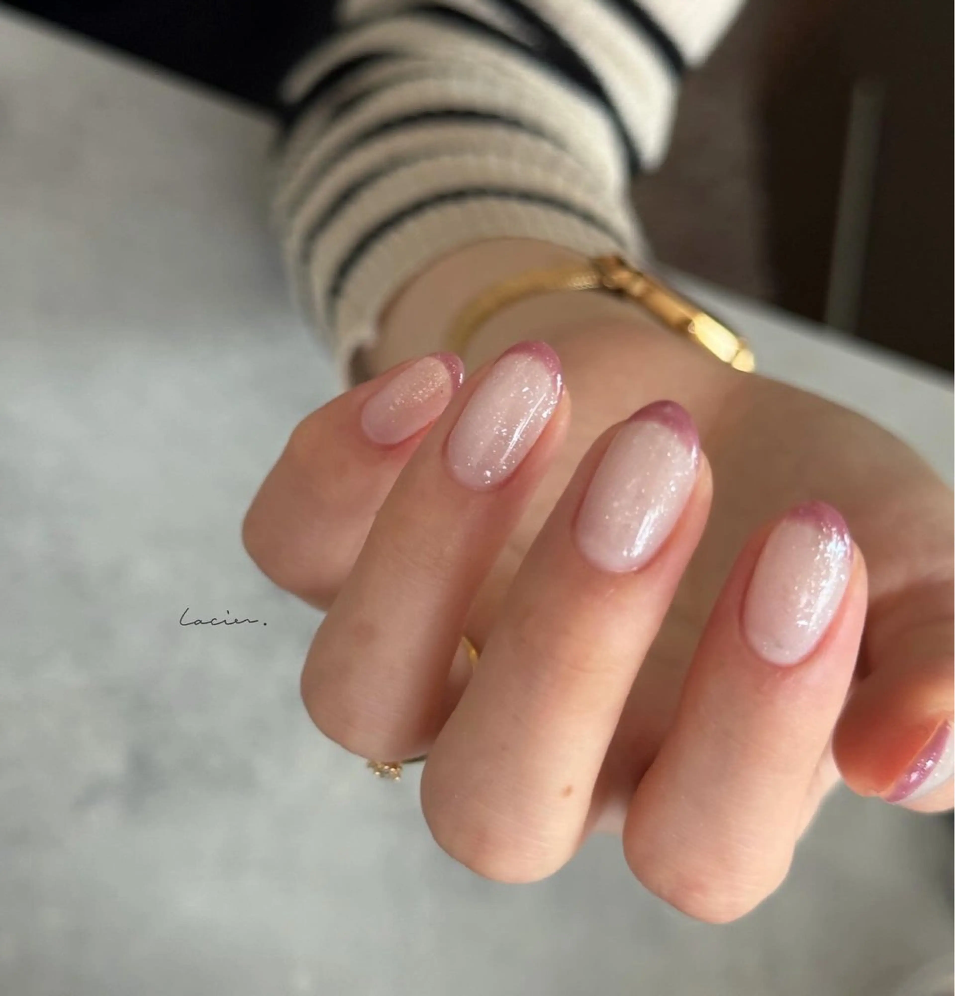 ネイル フレンチネイル ピンク ハンドネイル lacier nailのネイルデザイン