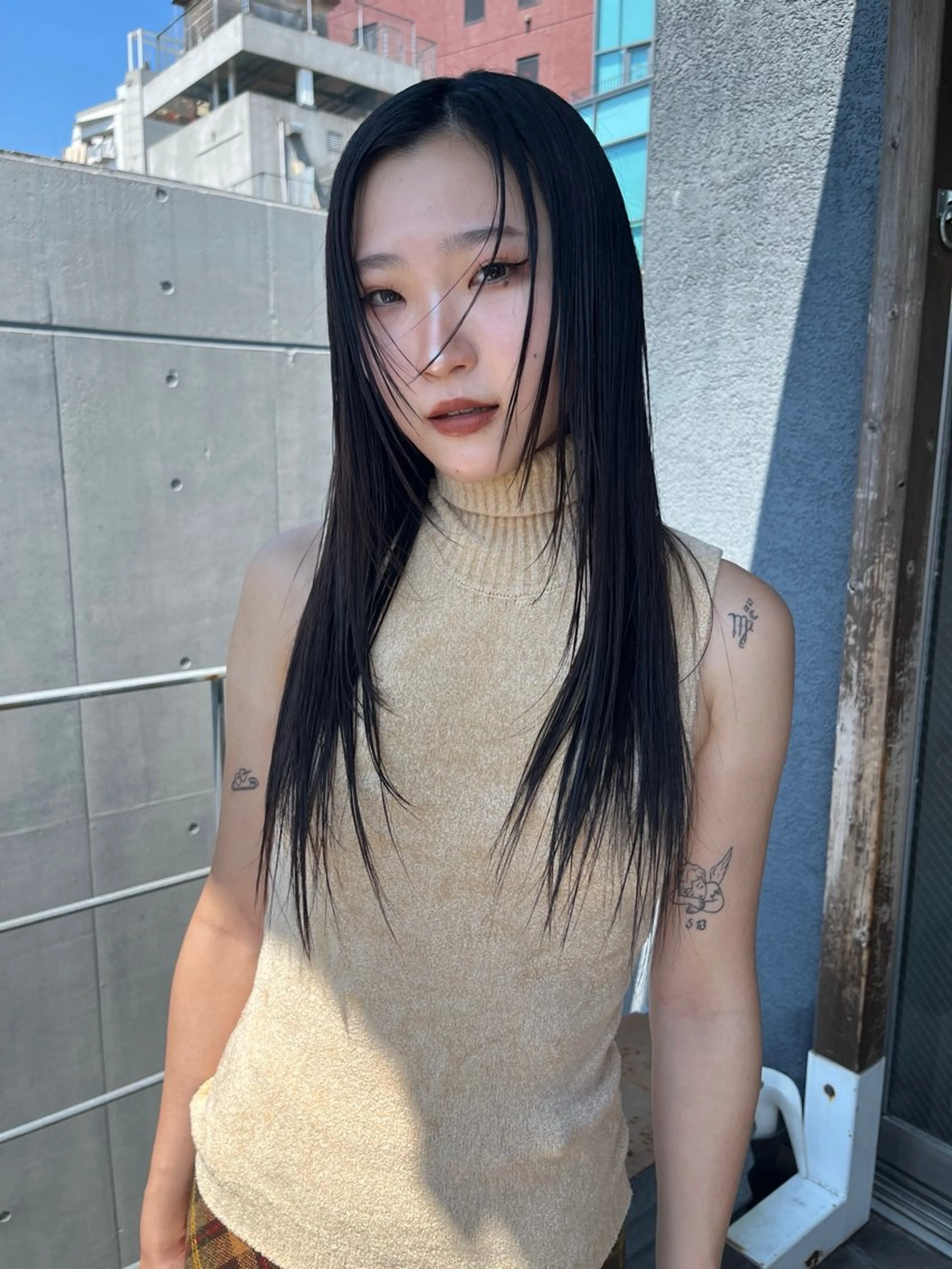 セミロング ボブ 顔まわりレイヤー ハイレイヤー 韓国風ヘア レイヤーカット カット ヘアカラー レイヤーカット/ウル フ　chinatsuのヘアスタイル