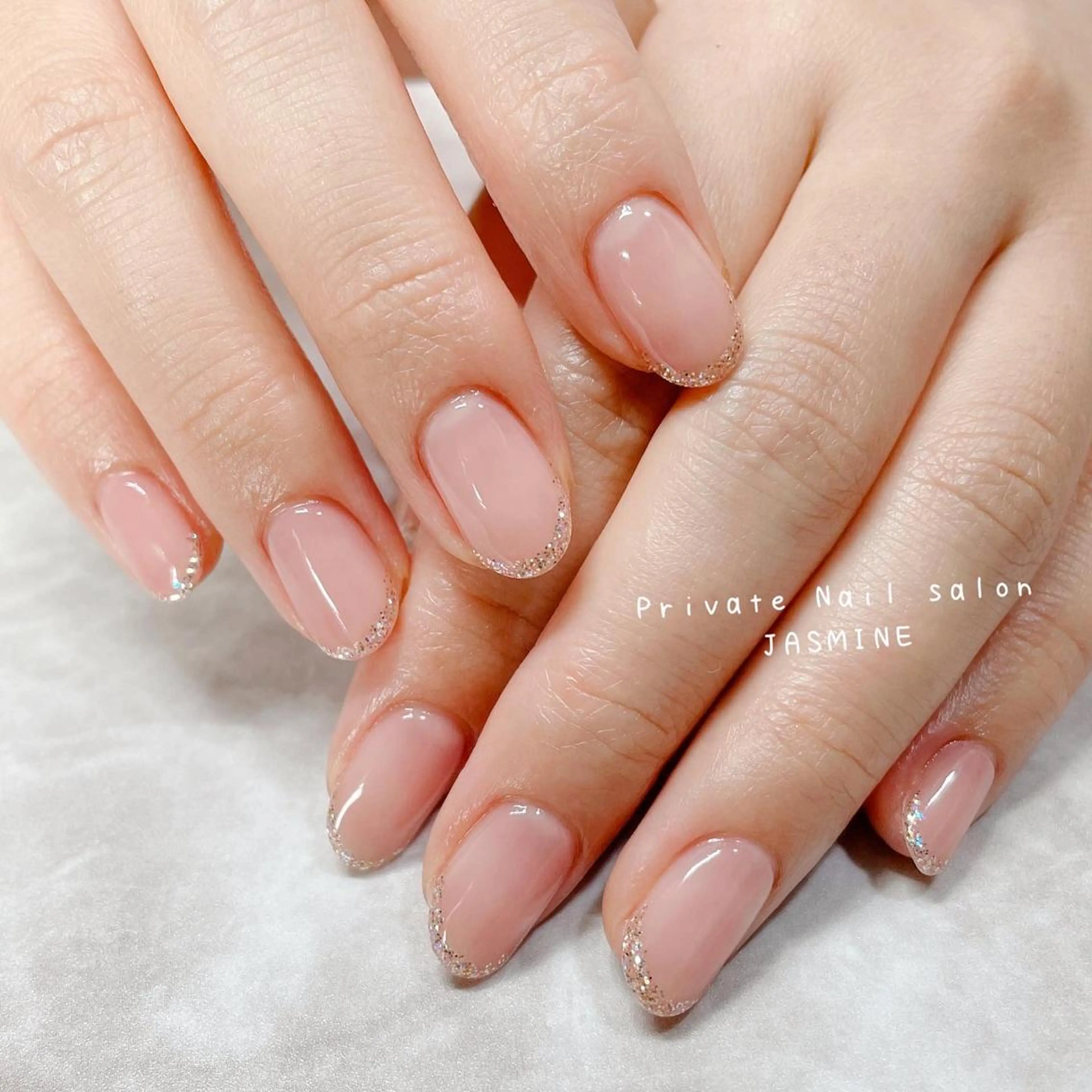 ネイル フレンチネイル ラメ(グリッター) ワンカラーネイル シンプルネイル Nail salon JASMINEのネイルデザイン