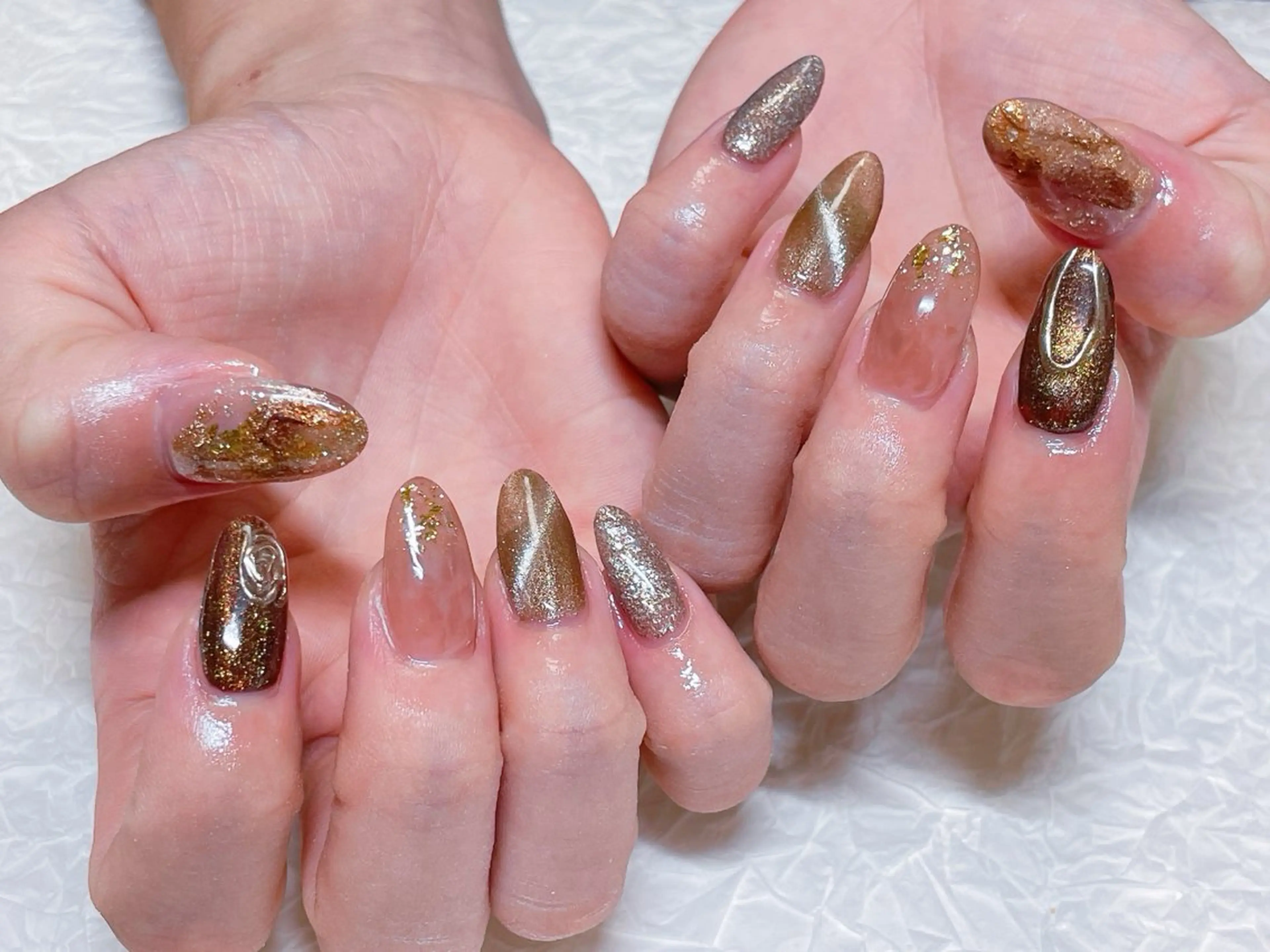 ネイル アートネイル オーロラネイル チークネイル フラッシュネイル フットネイル ハンドネイル ゆ か_Nails💫のネイルデザイン