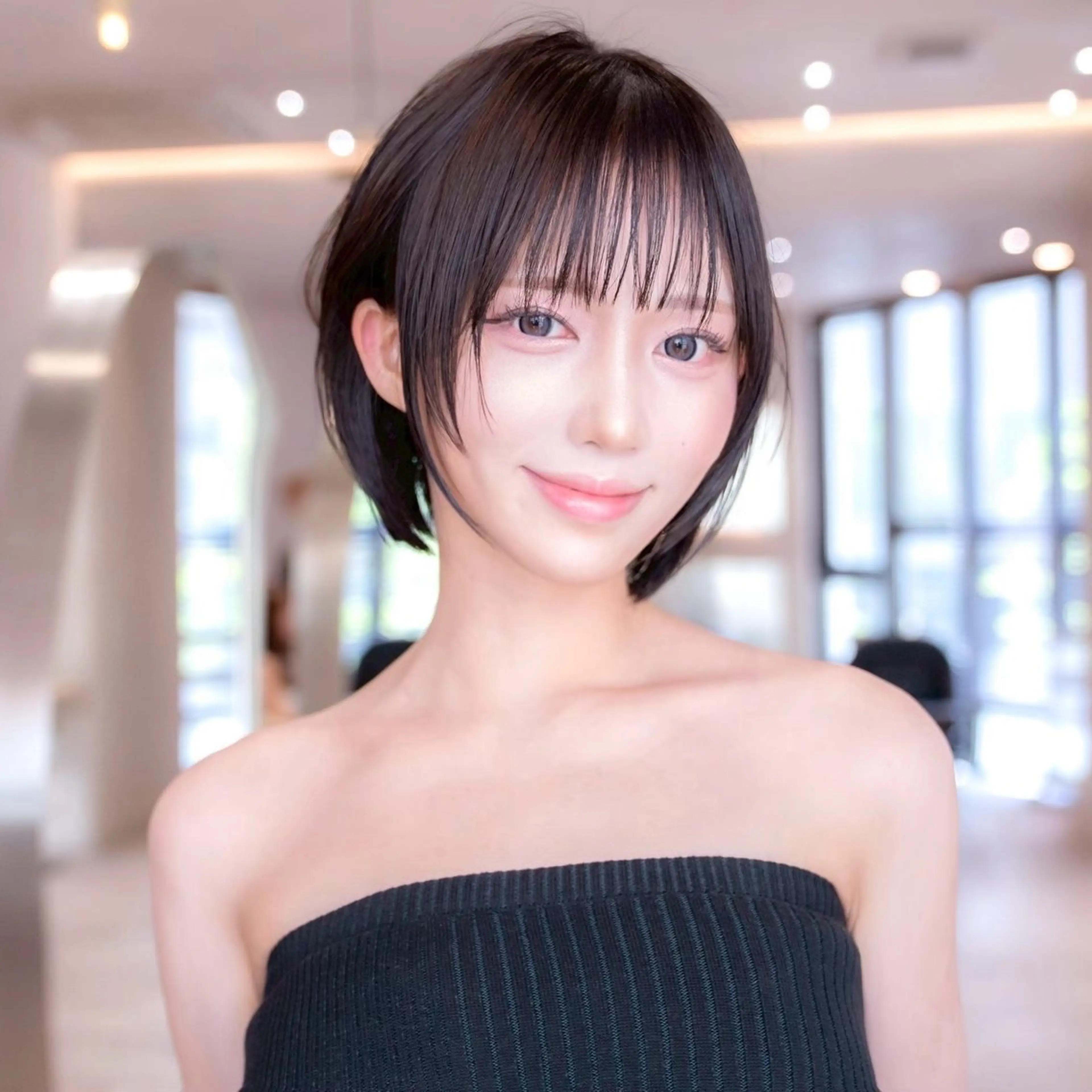 ミディアム カラー 切りっぱなしボブ ショートボブ ボブレイヤー 透明感カラー ボブ カット ヘアカラー トリートメント 渋谷ボブ/レイヤー ボブ田中航平のヘアスタイル