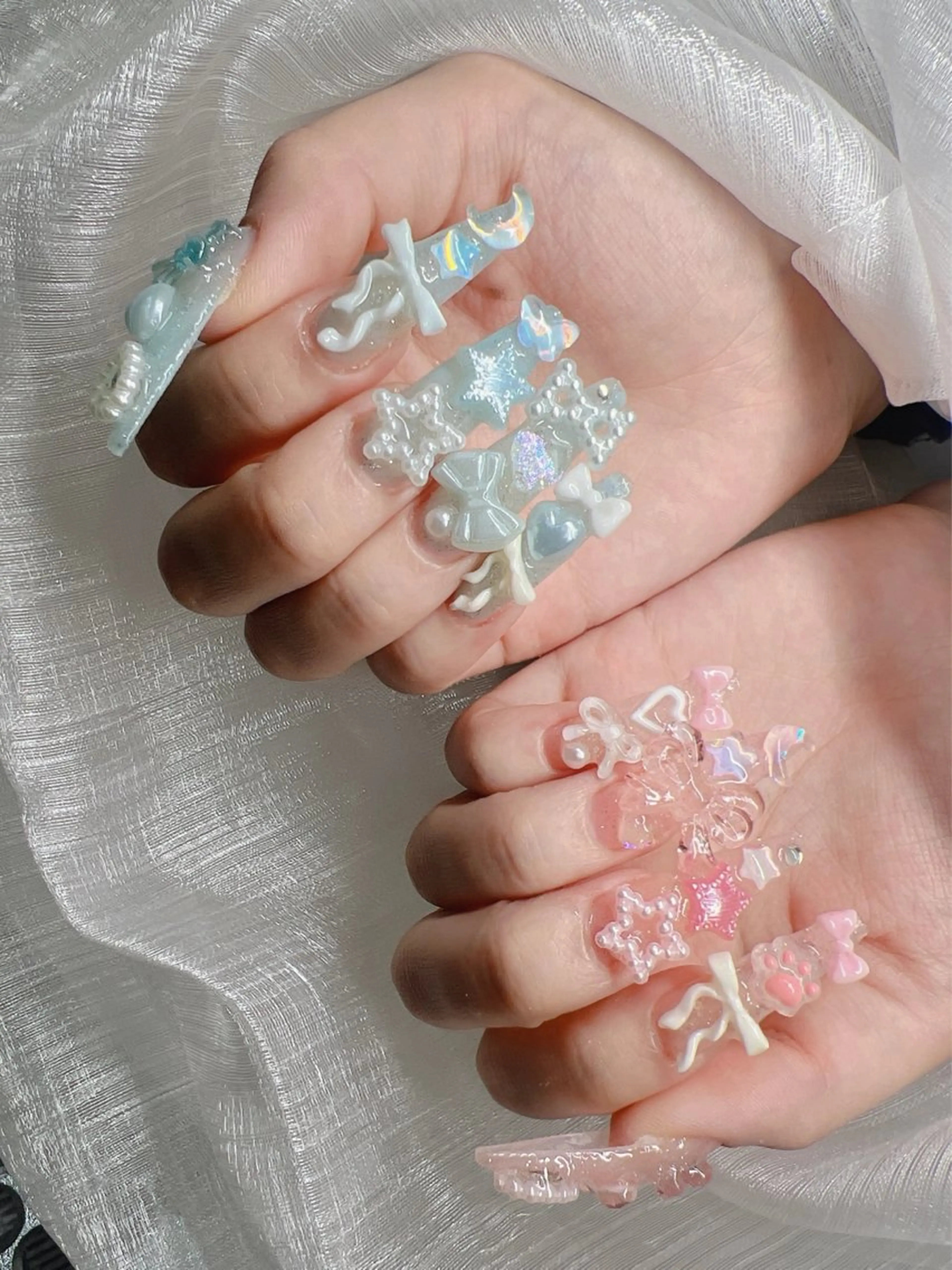 ネイル 長さ出し グラデーション 卒業式 キラキラネイル マグネットネイル ハンドネイル Lee Nails チップ長さだし専門店のネイルデザイン