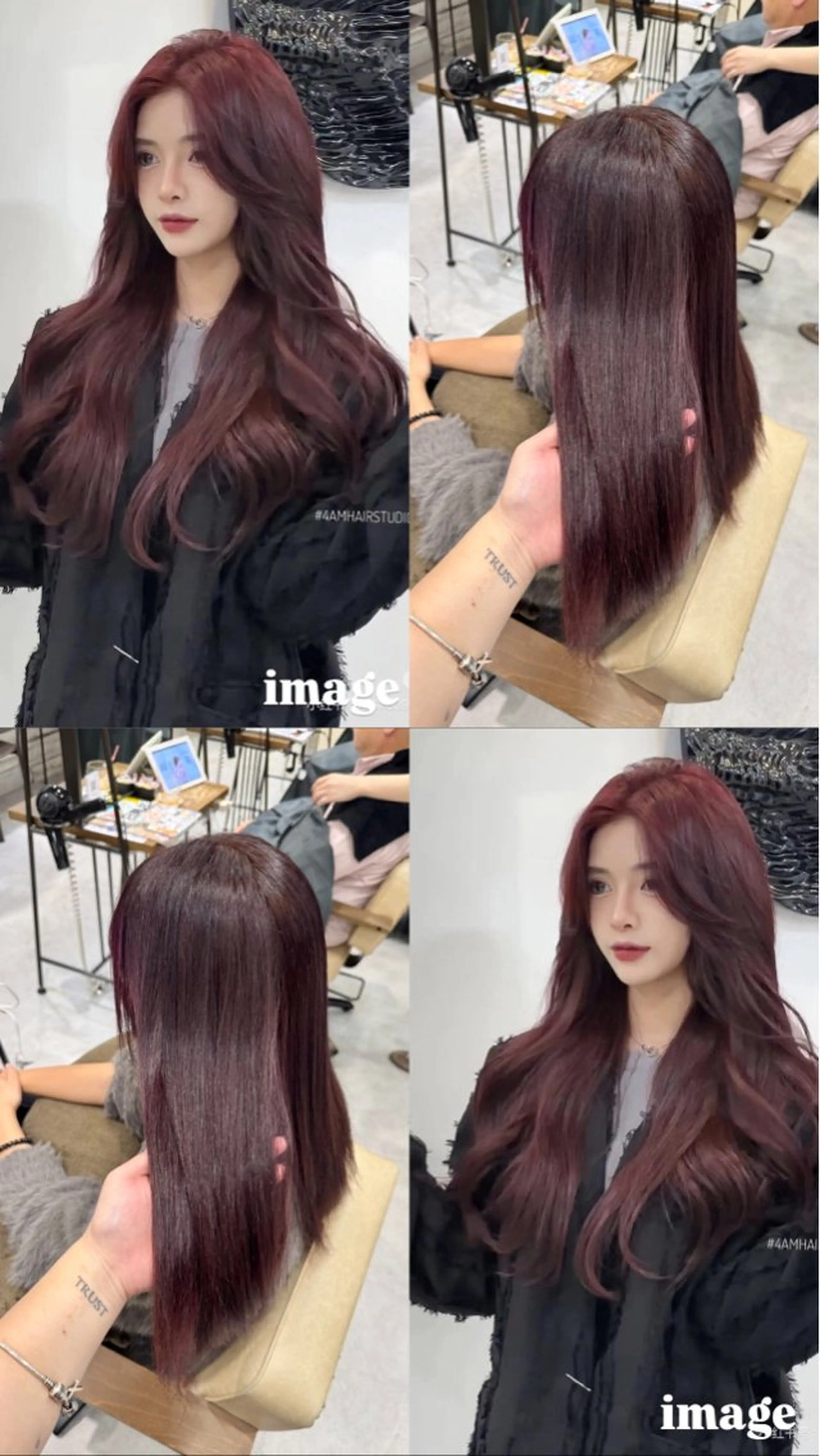 ロング カラー ブリーチ カシス ブリーチなしカラー ヘアカラー トリートメント Ouka/Wカラー/ 大人艶カラーのヘアスタイル