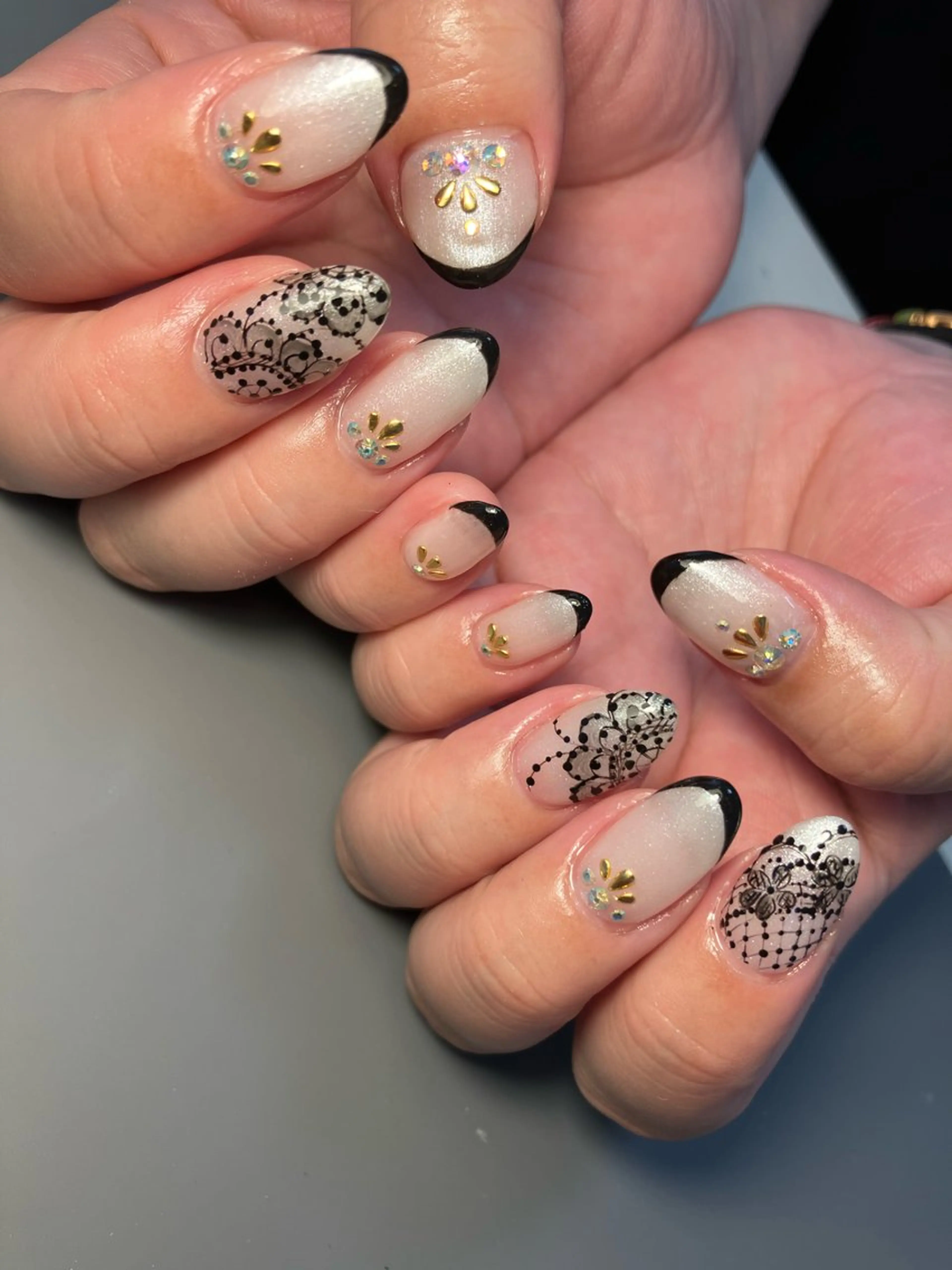 ネイル アートネイル レース 京都桂/フィルイン /自爪育成/三品のネイルデザイン