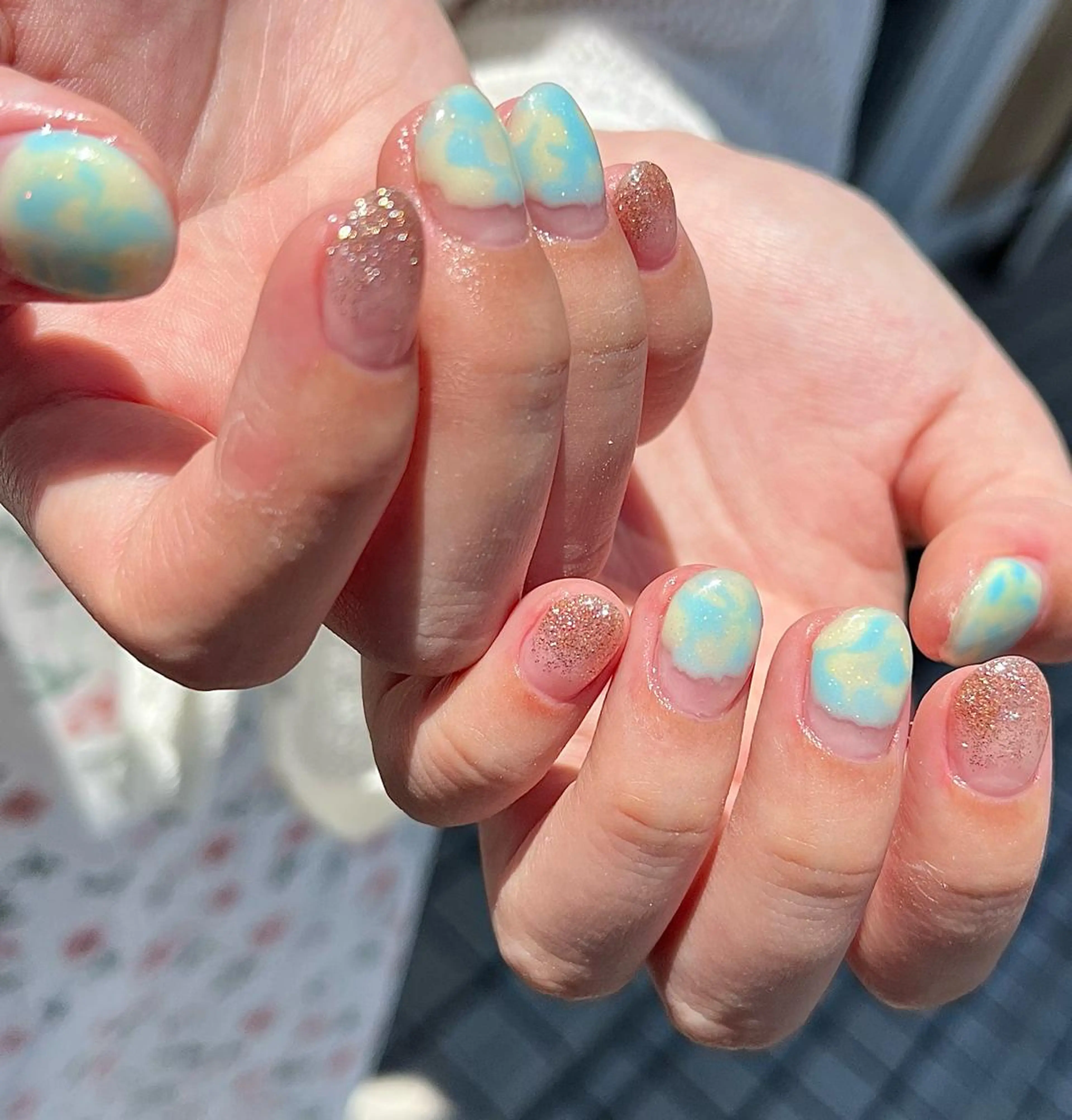 ネイル 氷ネイル・うるうるネイル キラキラネイル 大理石ネイル(マーブル) ハンドネイル para ☀︎ sol by BECK所属・Para Sol nail　Maoのネイルデザイン