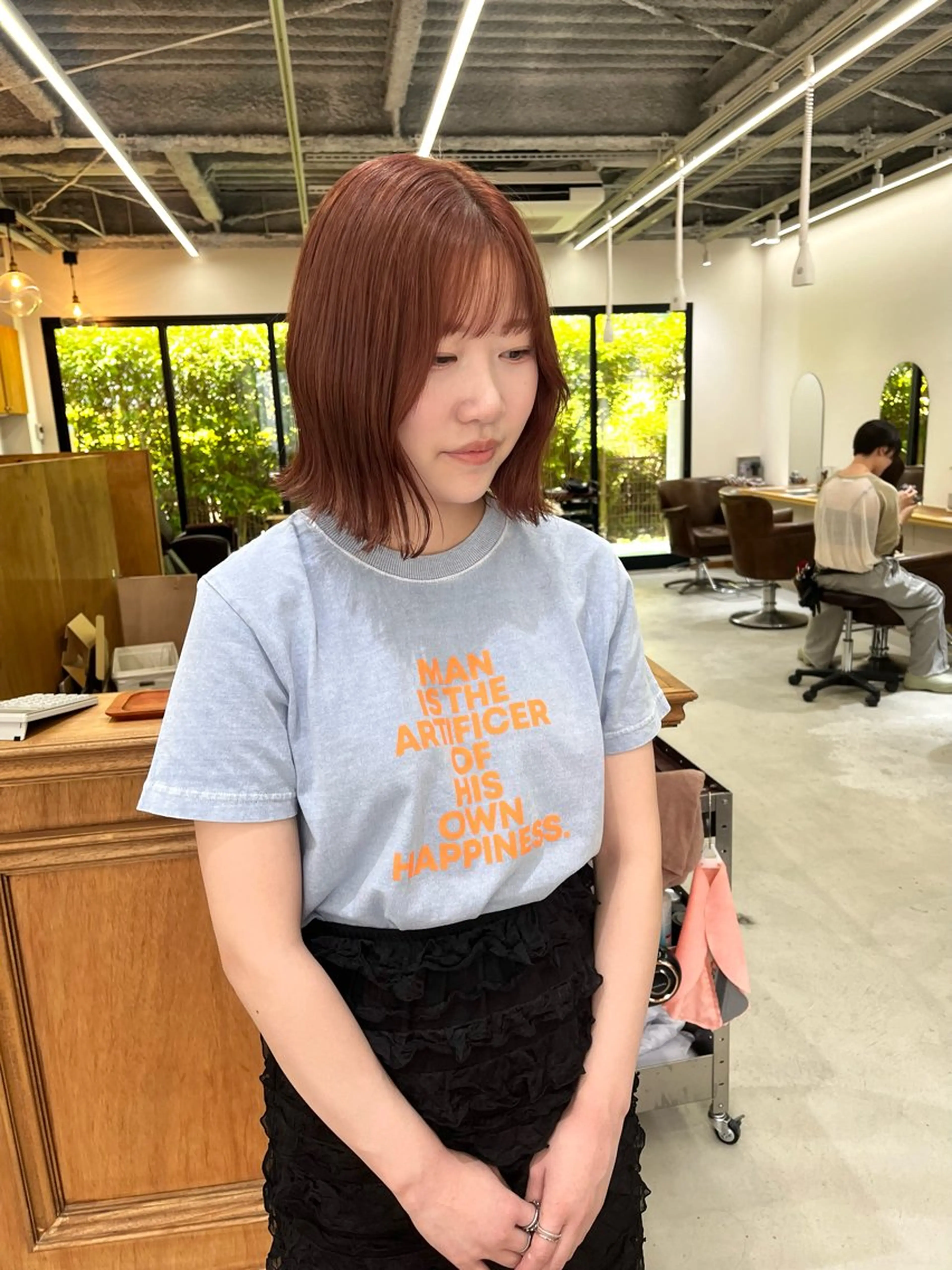 ミディアム カラー ヘアアレンジ ブリーチ ダブルカラー ブリーチなしカラー ヘアカラー トリートメント ena/ブリーチなし 暖色・ベージュ🎀のヘアスタイル
