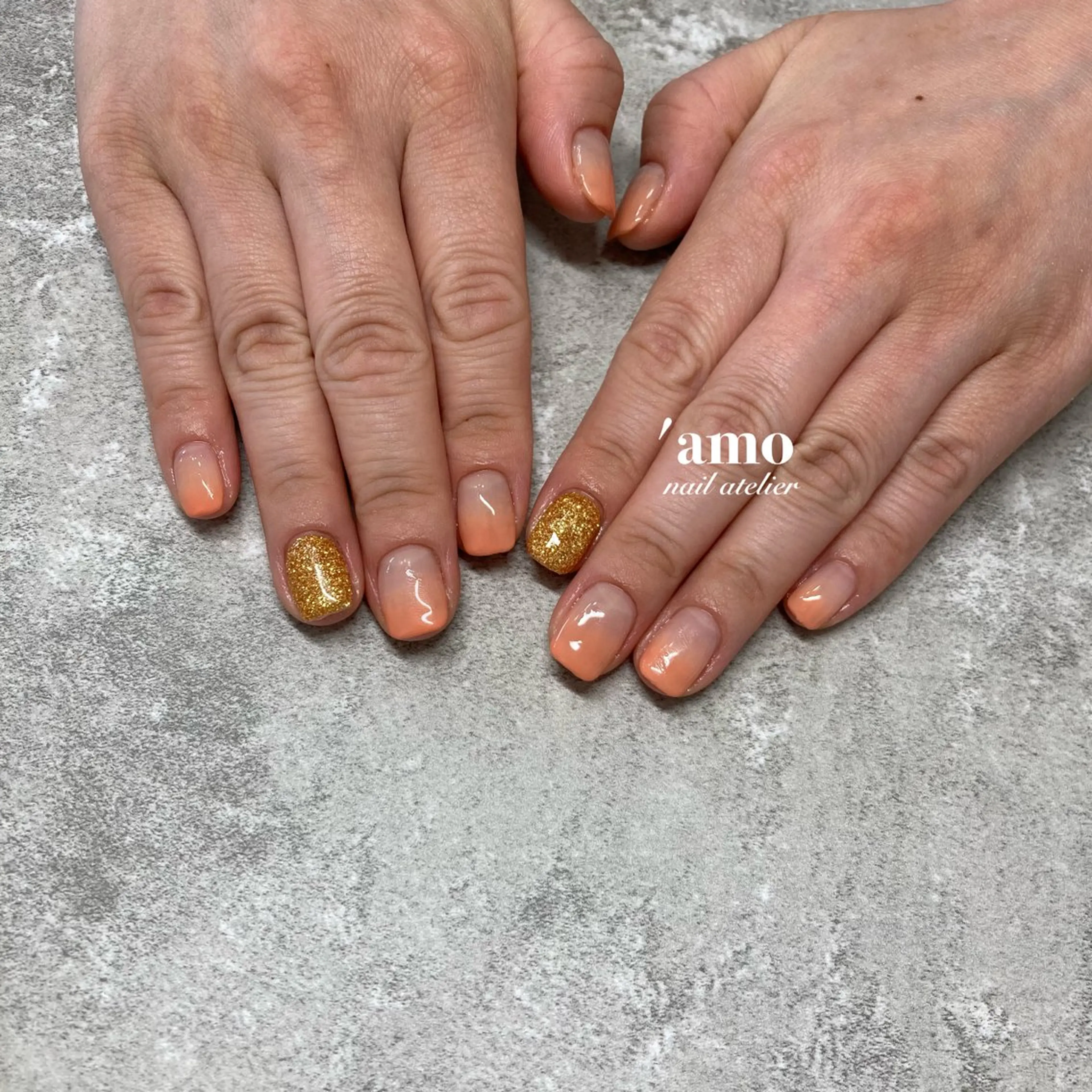 ネイル フットネイル ジェルネイル グラデーション ニュアンスネイル オレンジ 'amo nail atelierのエステ・リラクイメージ