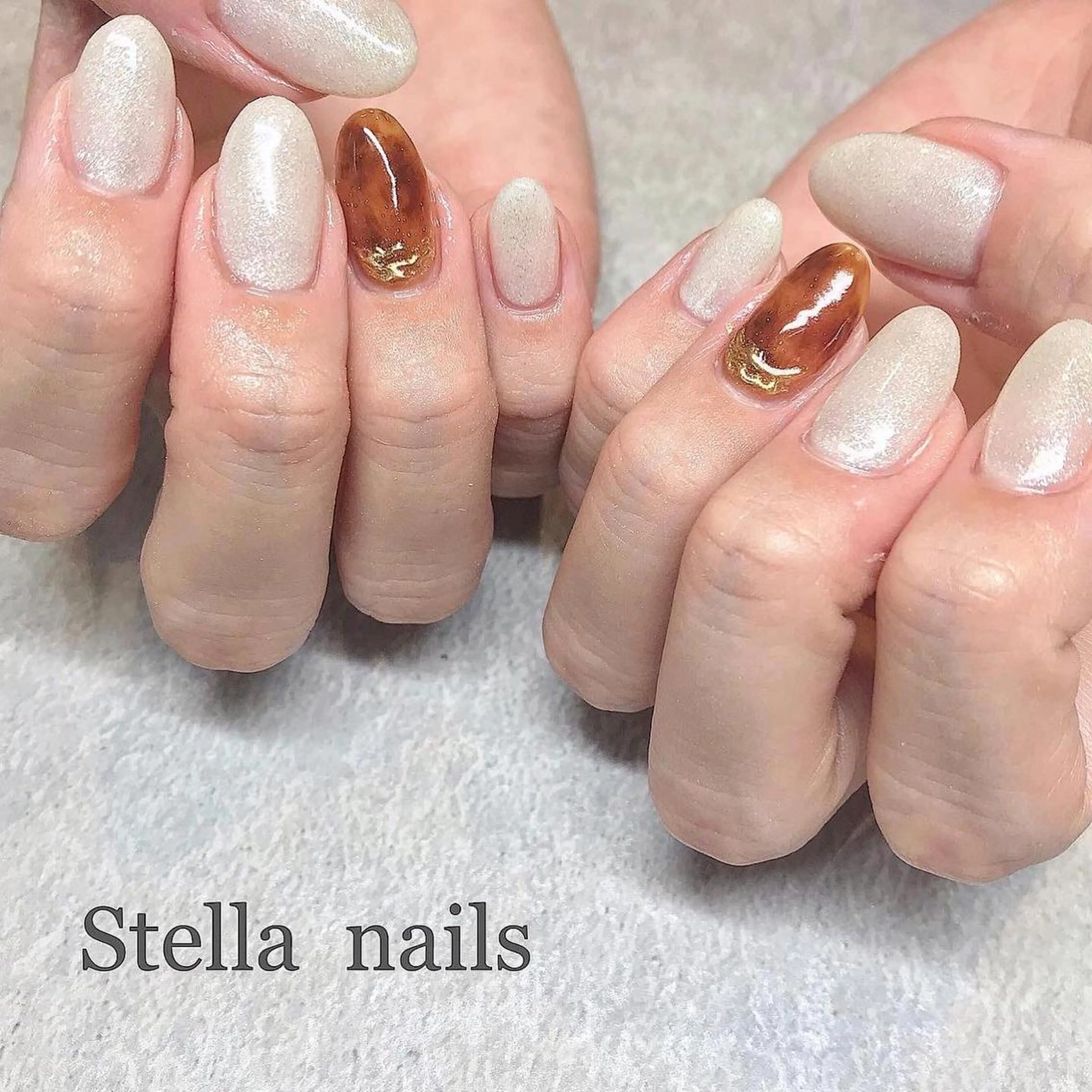 ネイル べっ甲ネイル Stella nailsのマツエク・マツパデザイン