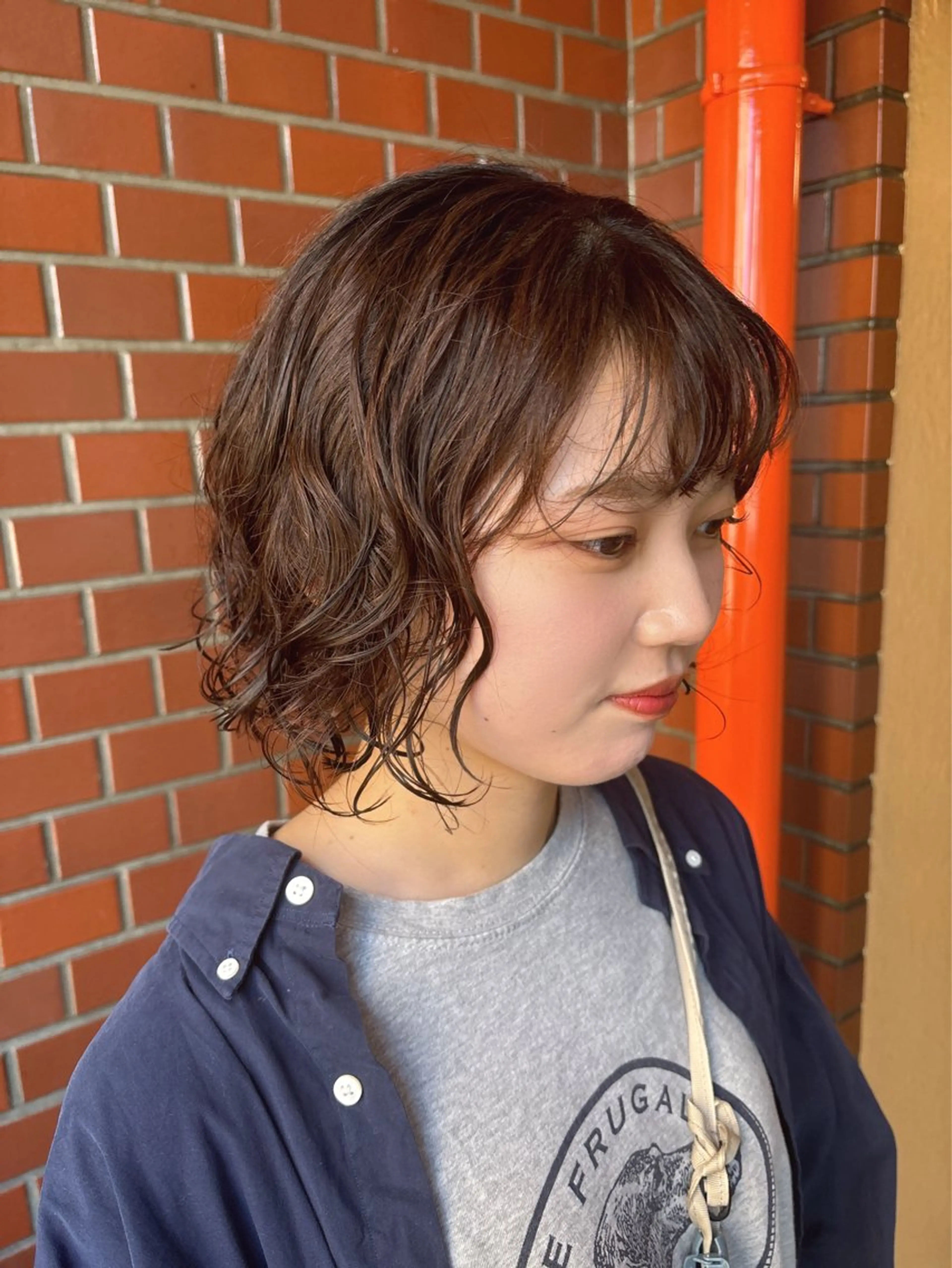 ミディアム カット パーマ トリートメント シオン/艶髪/ グレージュカラーのヘアスタイル