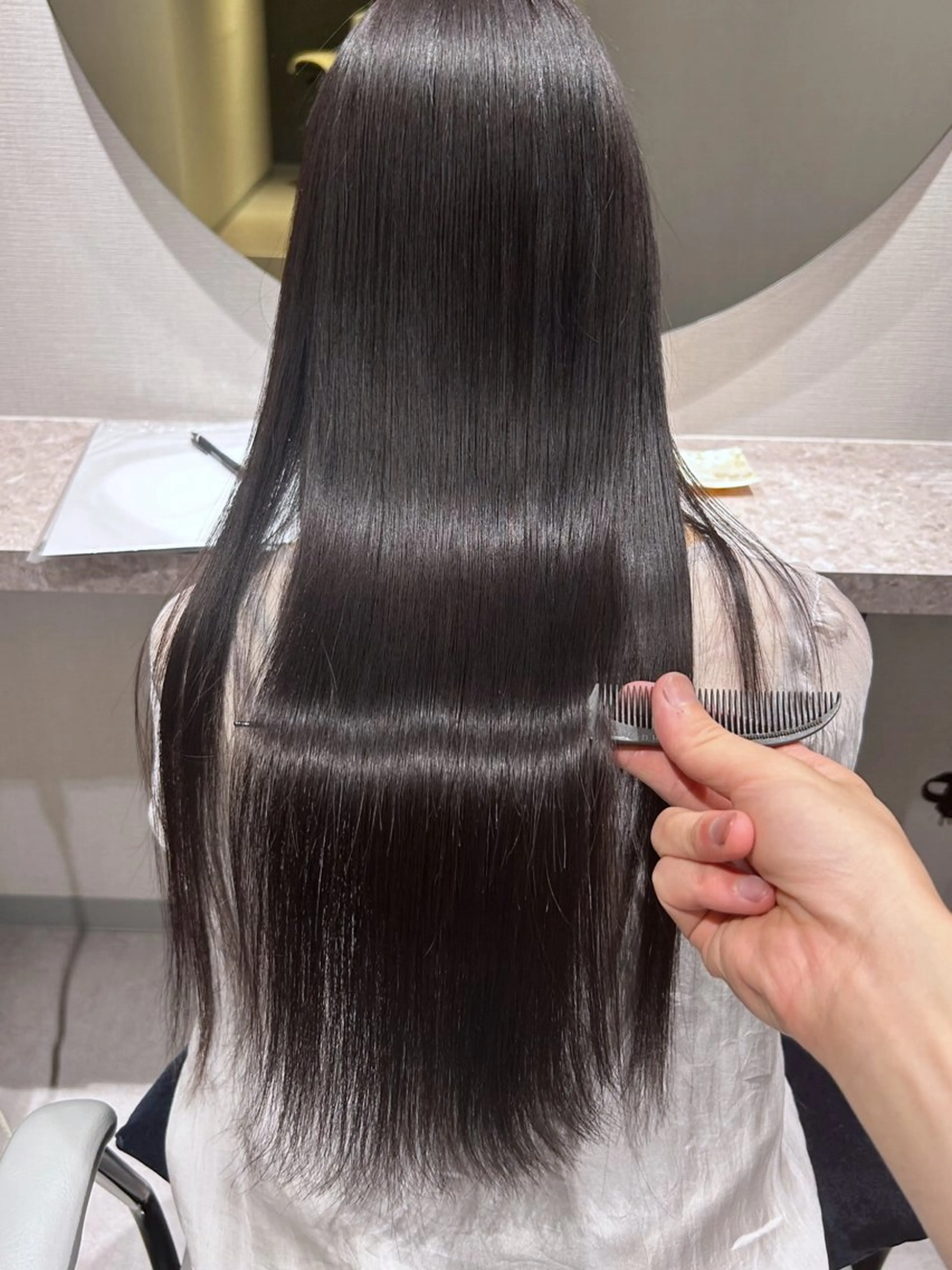 セミロング カラー パーマ 髪質改善 酸性ストレート ストレートパーマ [amu]kaho /メンズカット🧃のヘアスタイル