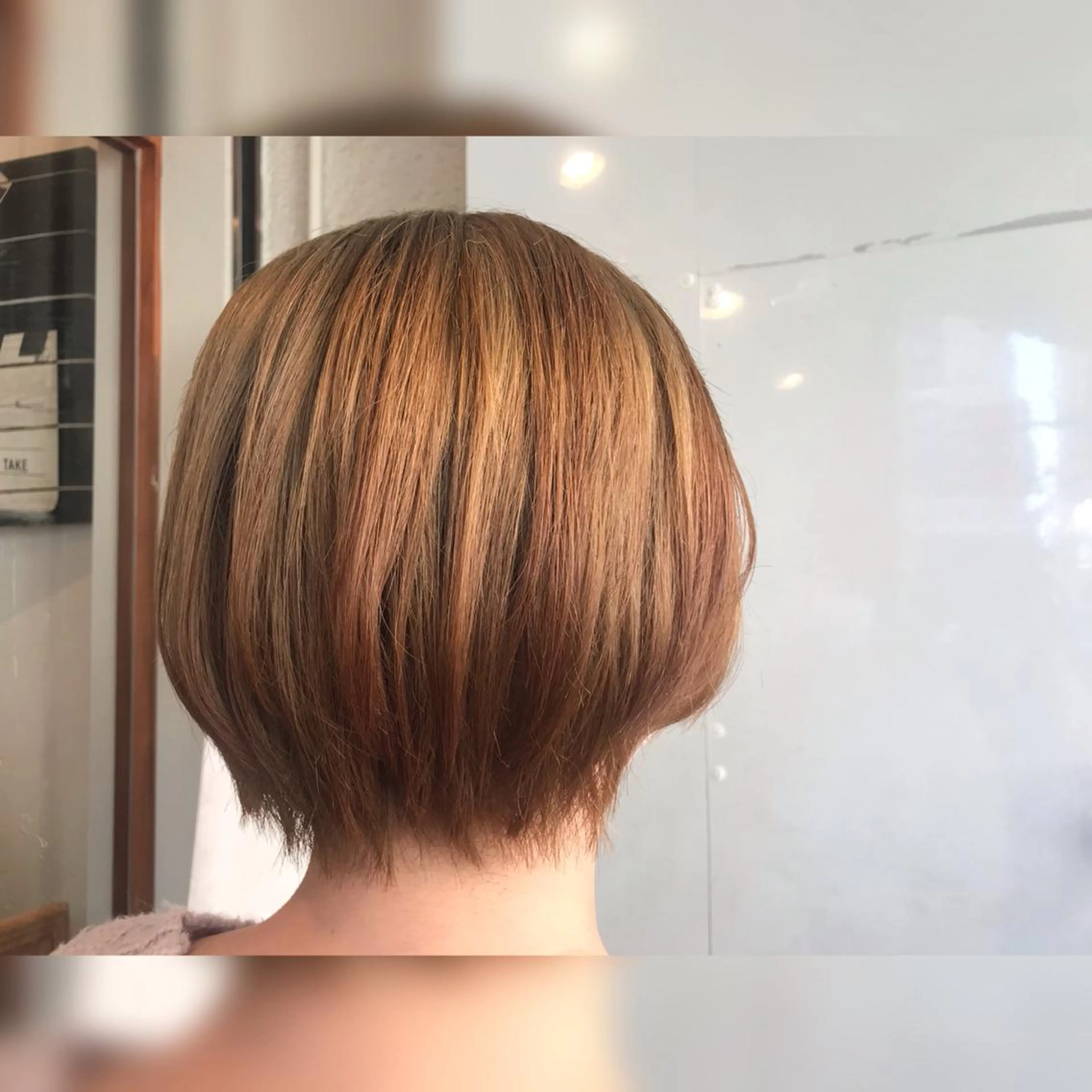 ショート カラー ベージュカラー オレンジ オレンジベージュ マイ 【川口】のヘアスタイル