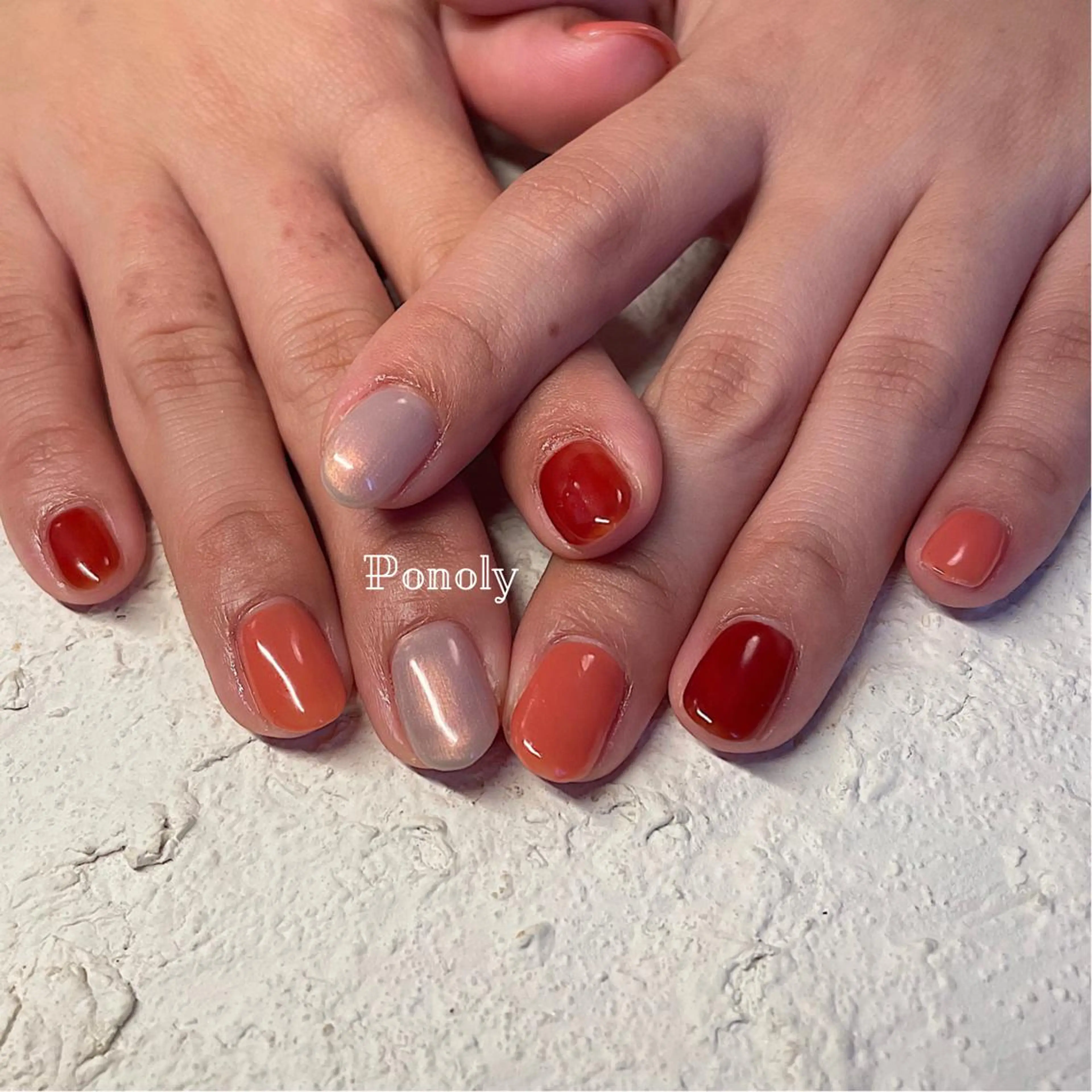 ショート ネイル ジェルネイル マグネットネイル ニュアンスネイル ワンカラーネイル パラジェル 10ten Mikiのネイルデザイン