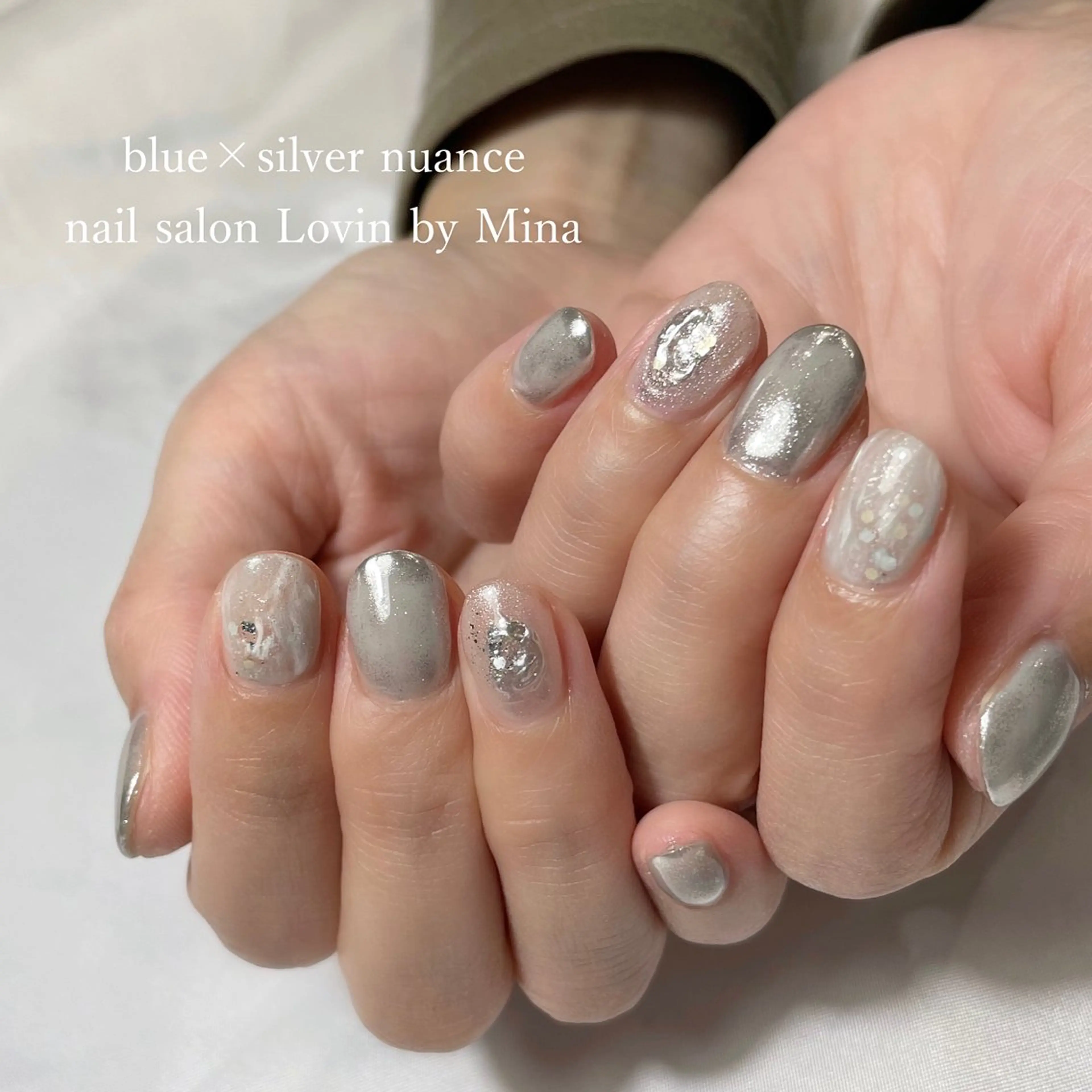 ネイル ジェルネイル マグネットネイル ミラーネイル ニュアンスネイル オフィスネイル パラジェルプレミアムサロン nail care &spa Lovin［ラヴィン］所属・Azegami Minaのネイルデザイン