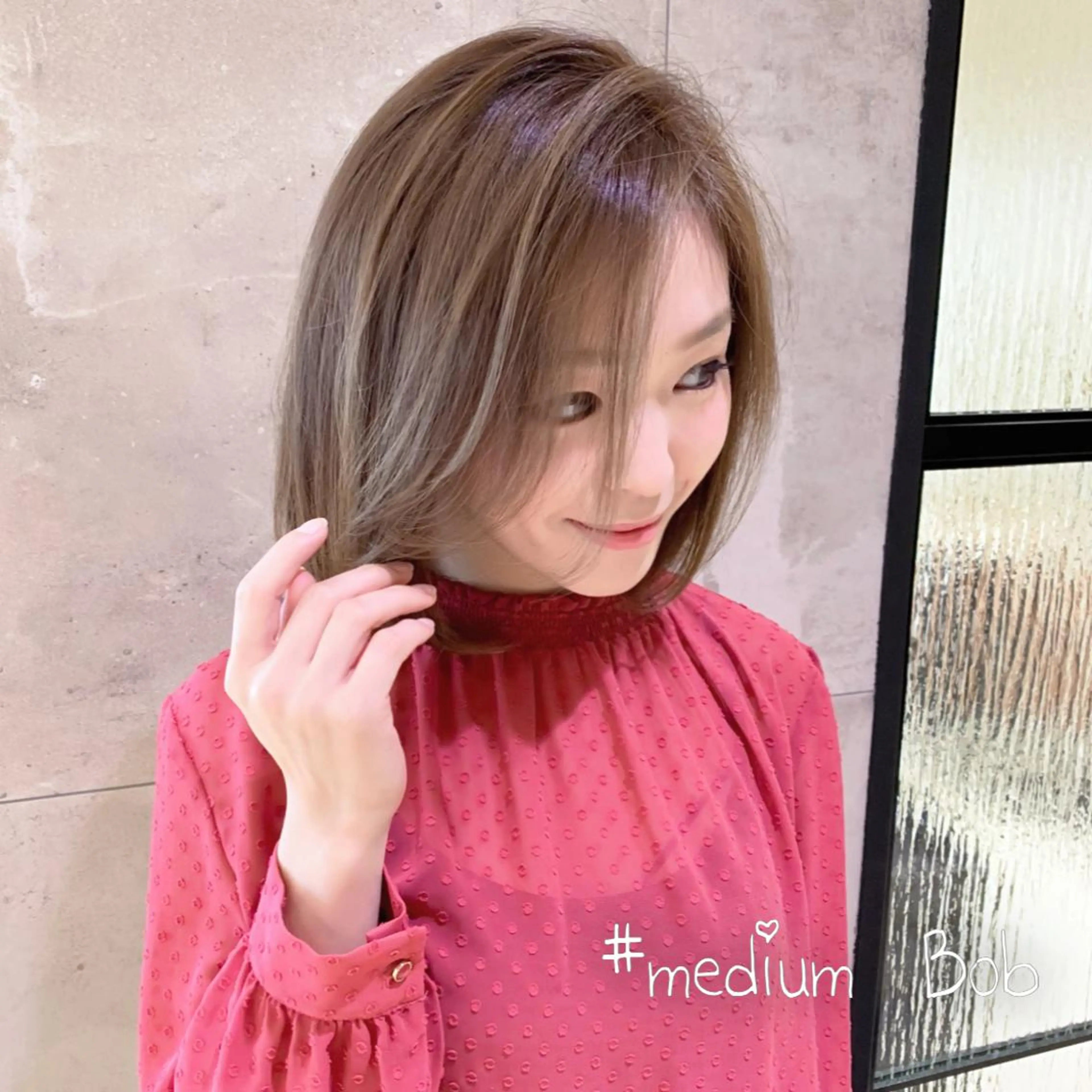 ミディアム カラー くせ毛 顔周りカット 髪質改善 似合わせカット トリートメント 韓国レイヤー×透明感 髪質改善　武田涼のヘアスタイル