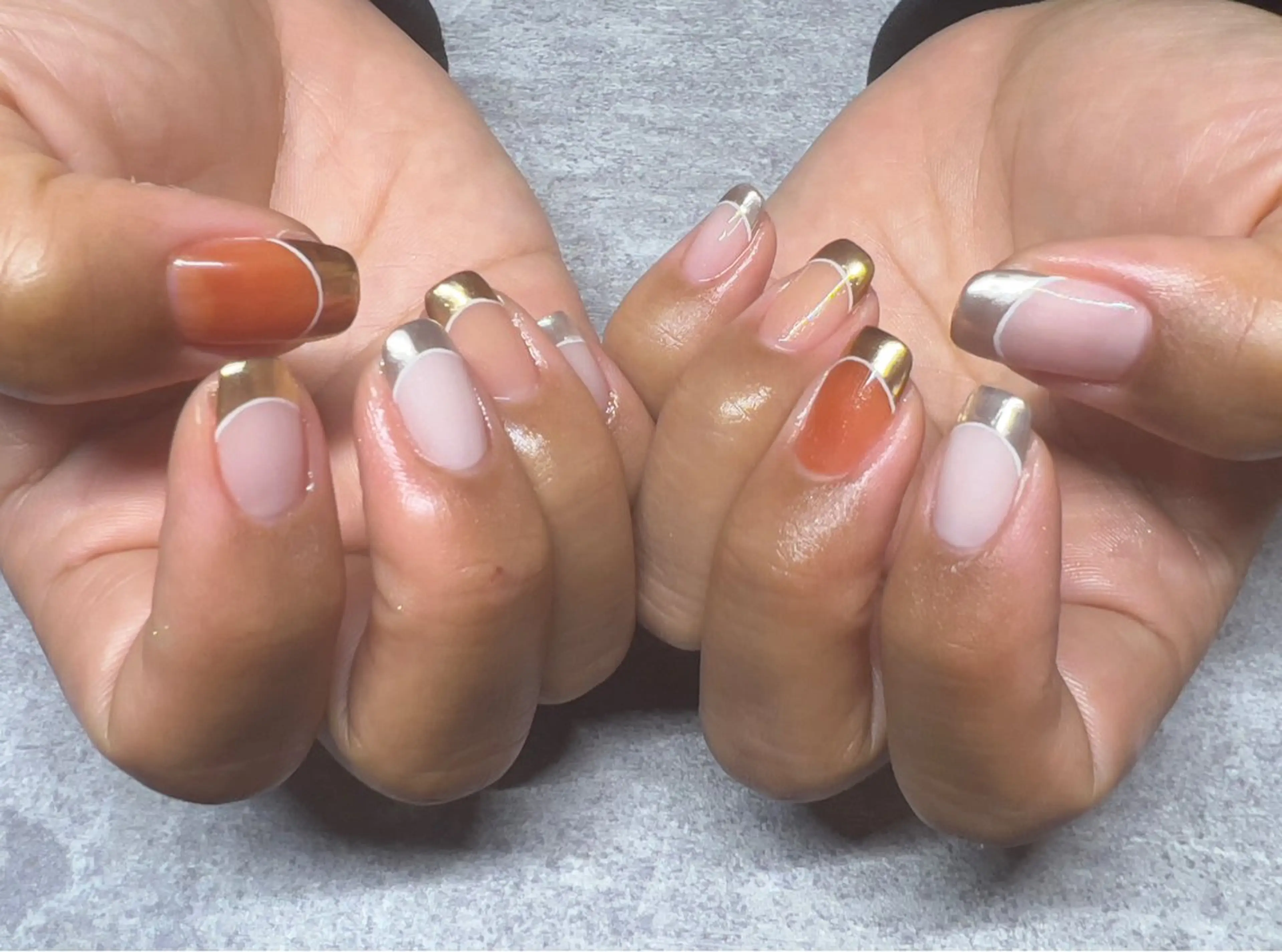 ネイル アートネイル フレンチネイル ミラーネイル ハンドネイル Nail Salon NANO所属・美爪&巻き爪ケア❤️ ネイルサロンNANOのネイルデザイン