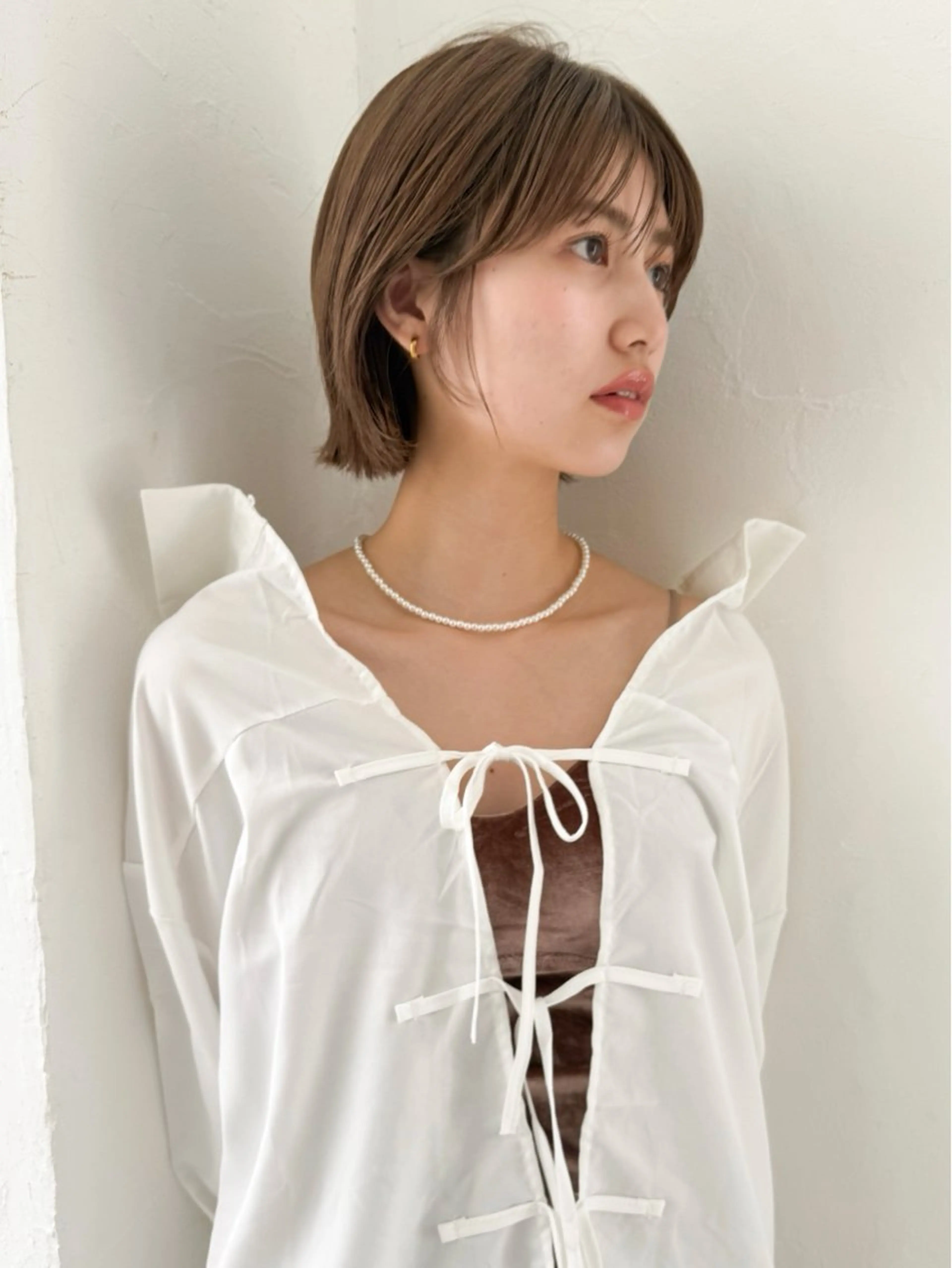 ショート カラー カット ヘアカラー トリートメント 似合わせぷつっとボブ 縮毛矯正 久保田彩菜のヘアスタイル