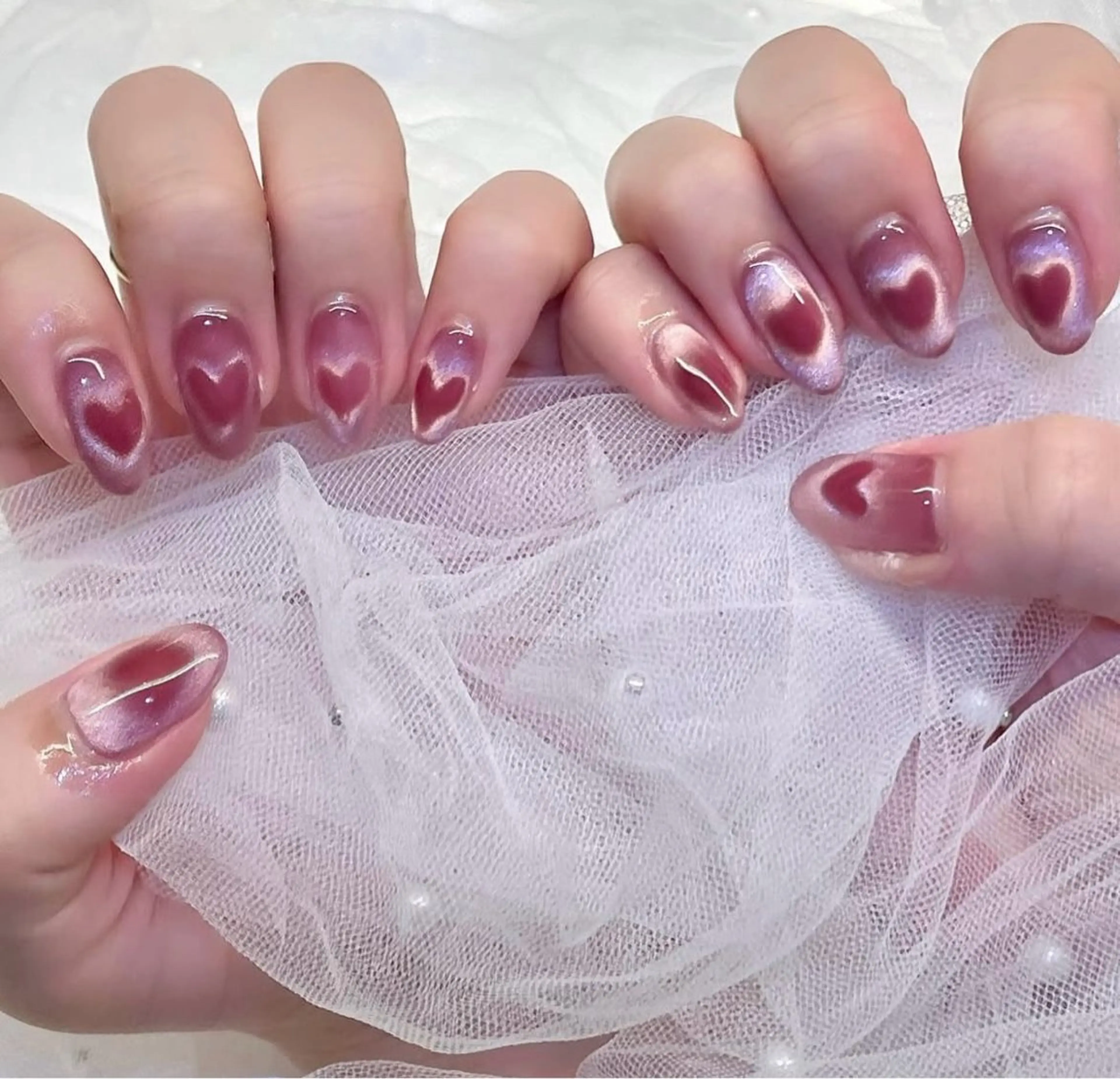 ネイル ハート マグネットネイル 持ち込み あゆ🎀/ワンホンネ イル/痛ネイルのネイルデザイン