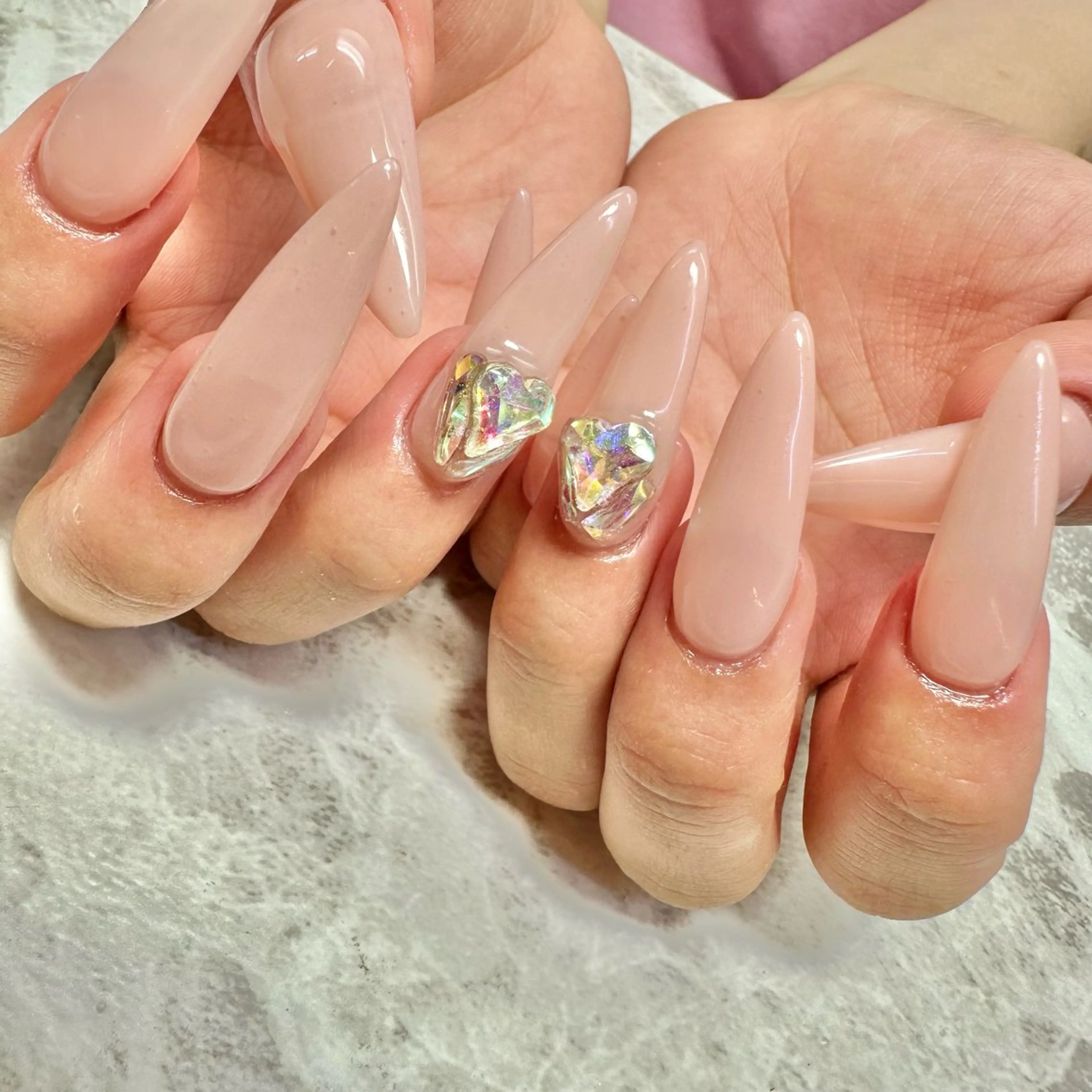 ネイル ハート ロングネイル 🤎CHARME NAIL🤎のネイルデザイン