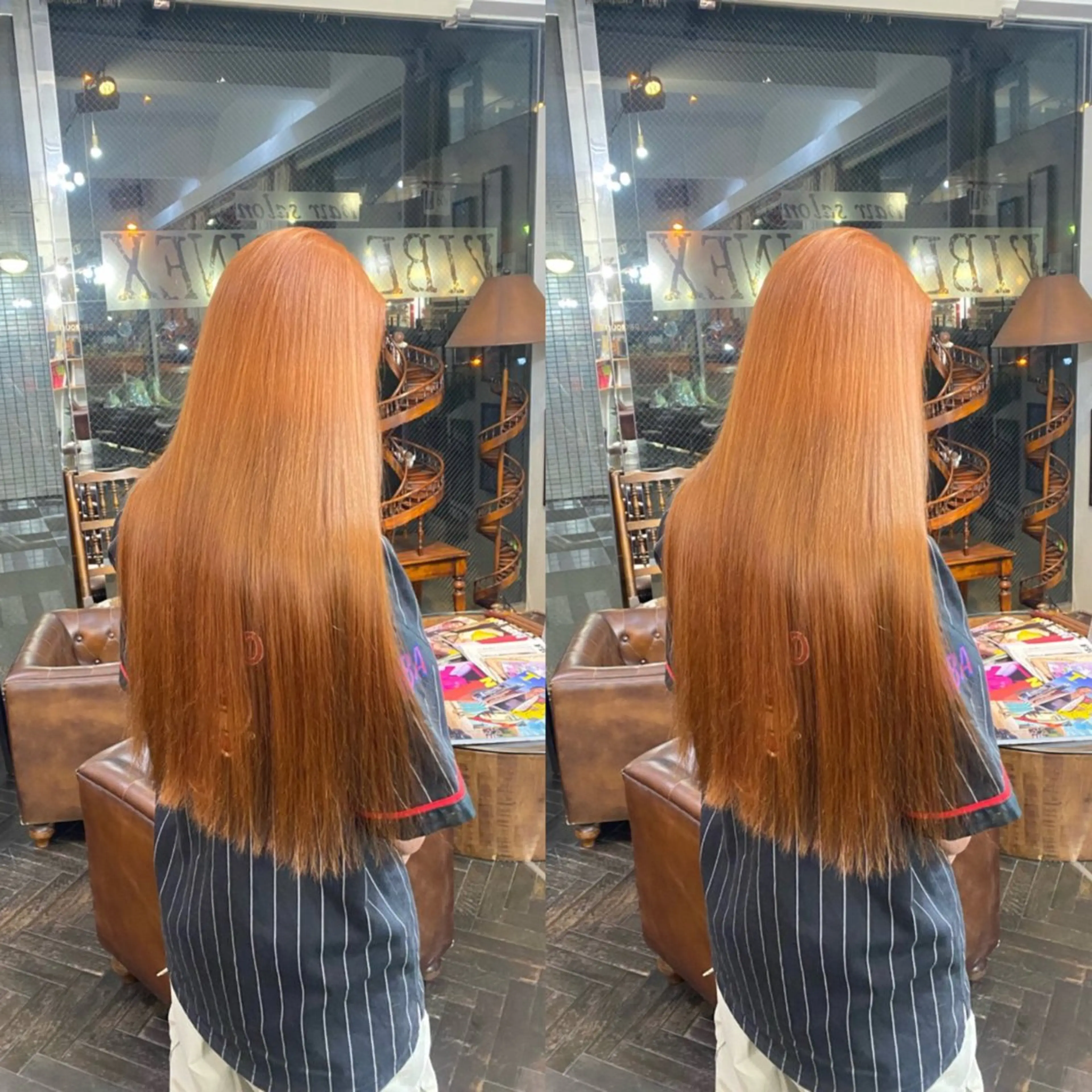 ロング カラー オレンジ ヘアカラー トリートメント ☻モエカ/石川町 元町中華街☻のヘアスタイル