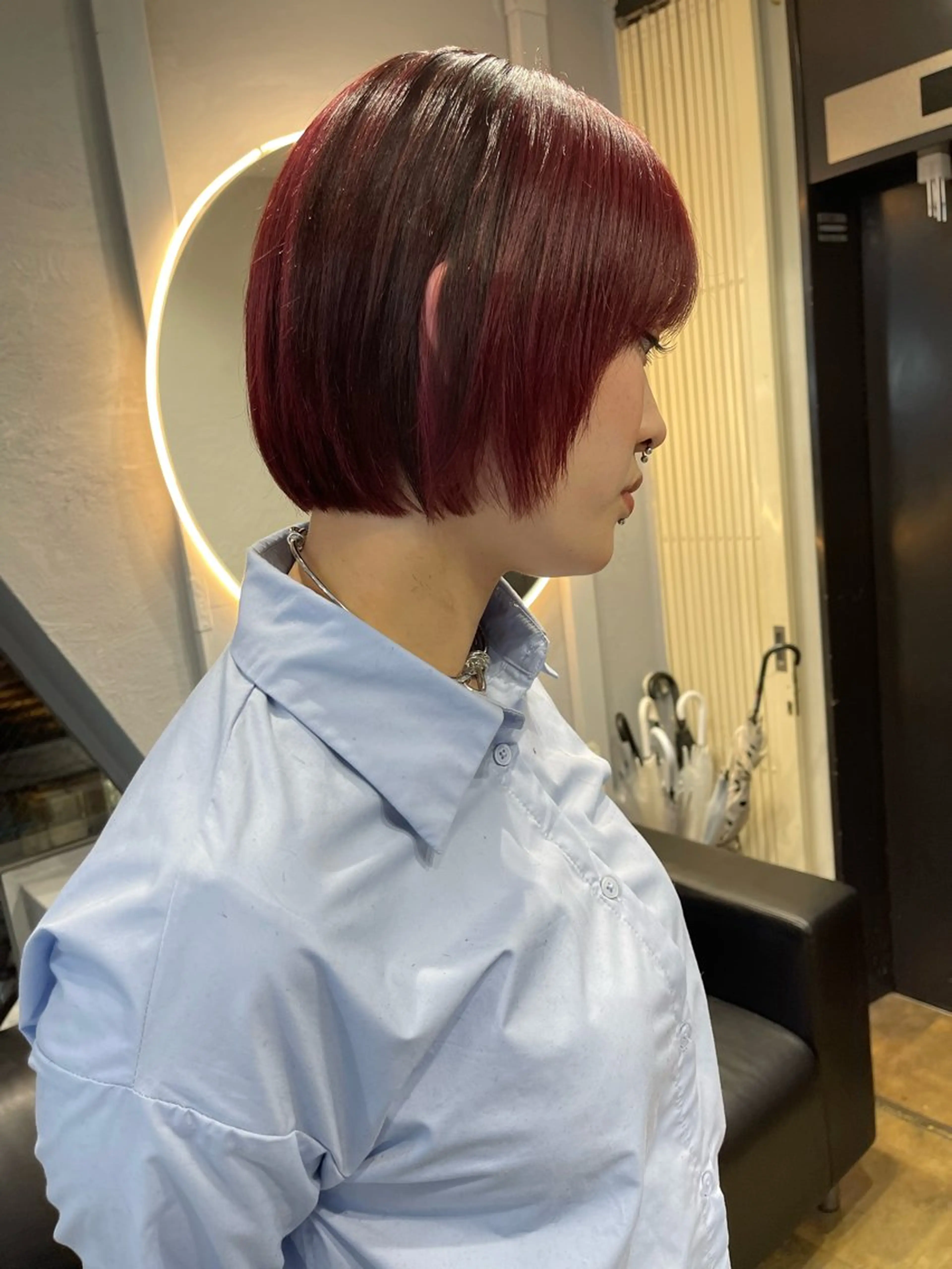 ショート カラー ベージュカラー ブリーチ ケアブリーチ デザインカラー ダブルカラー カット ヘアカラー トリートメント 宮崎　達也 ブリーチ／レイヤーのヘアスタイル