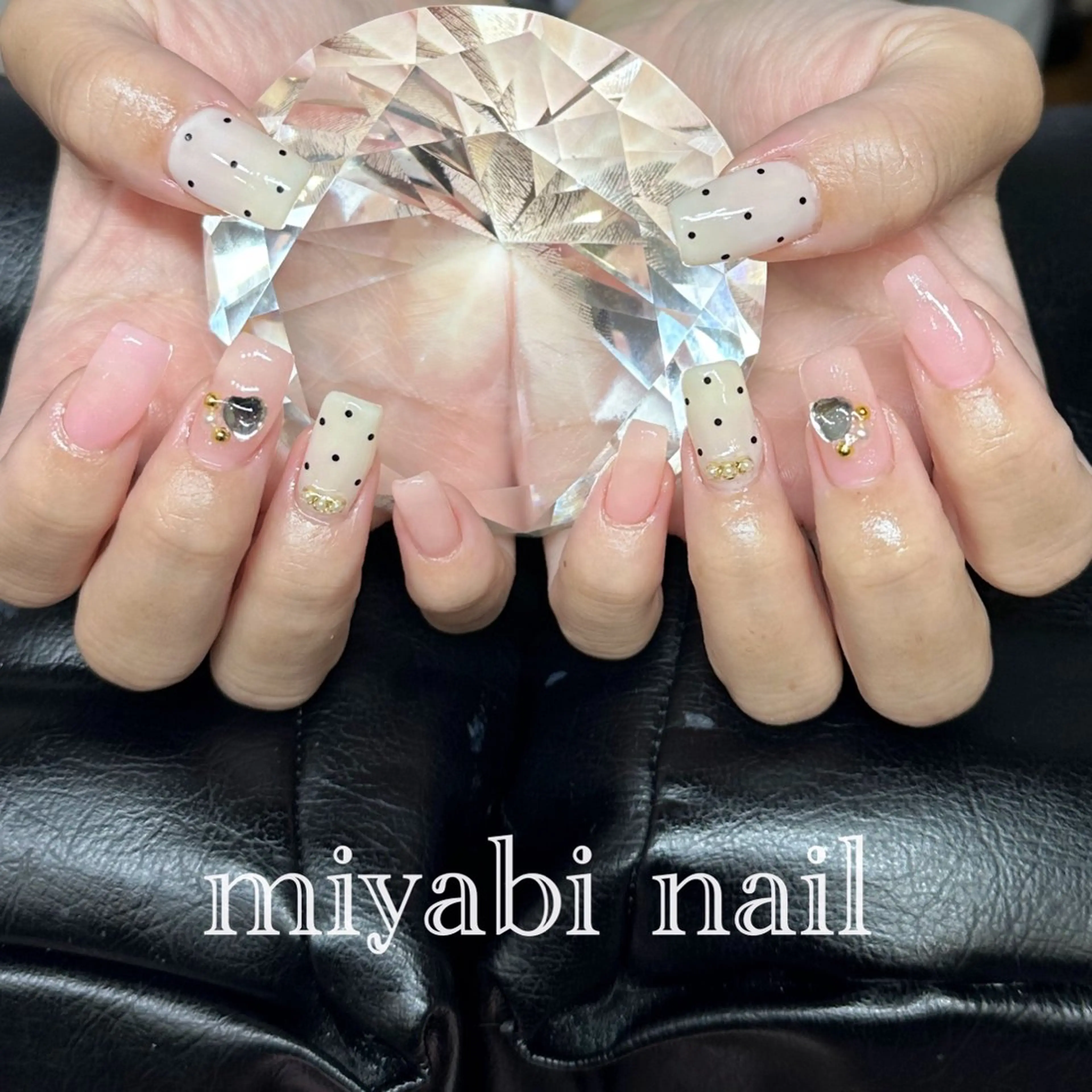 ネイル アートネイル ドット ハート 持ち込み ピンク ハンドネイル miyabi nail 桂川駅近くのネイルデザイン