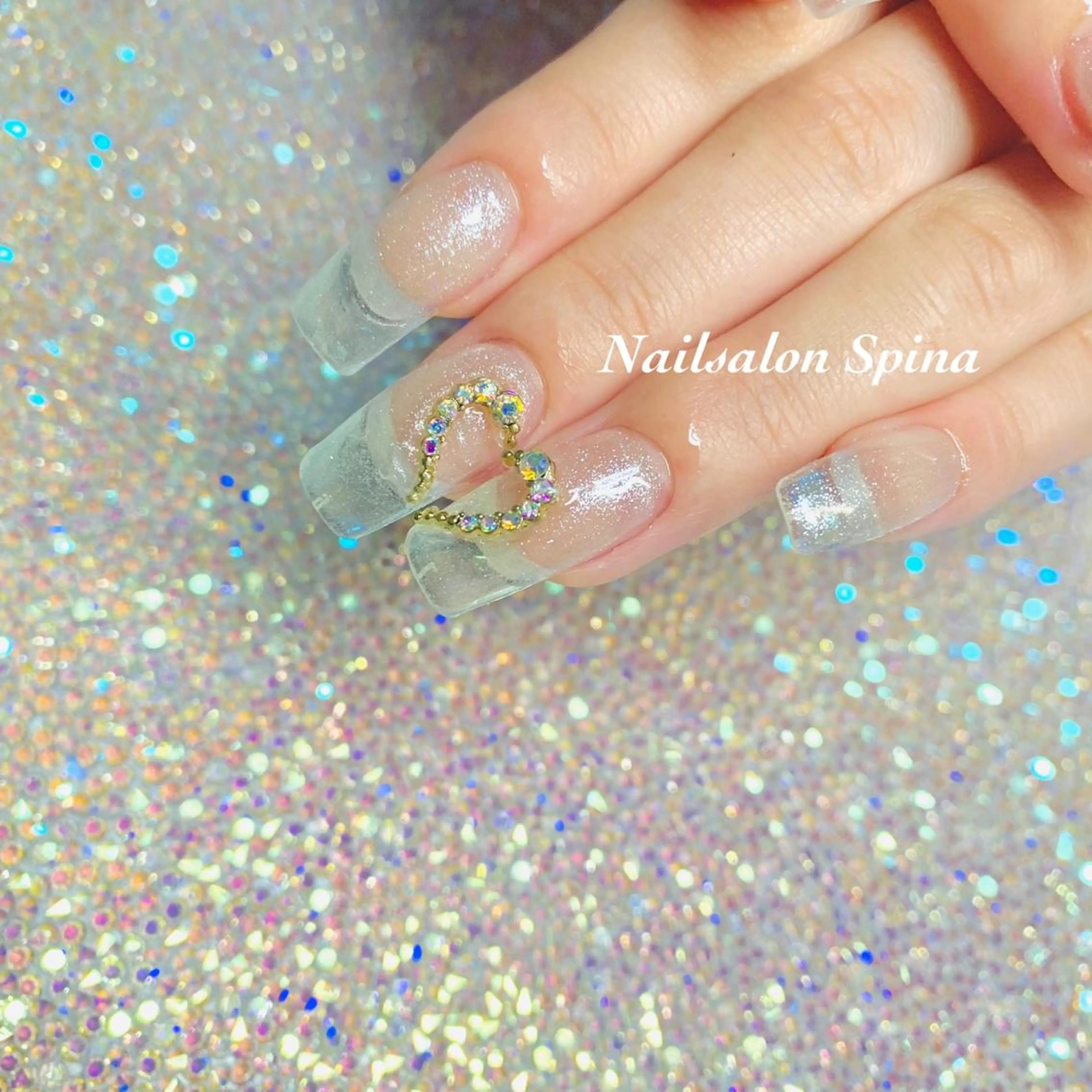 ネイル ジェルネイル ハート ラメ(グリッター) マットネイル パラジェル Nailsalon Spina 琴美のネイルデザイン