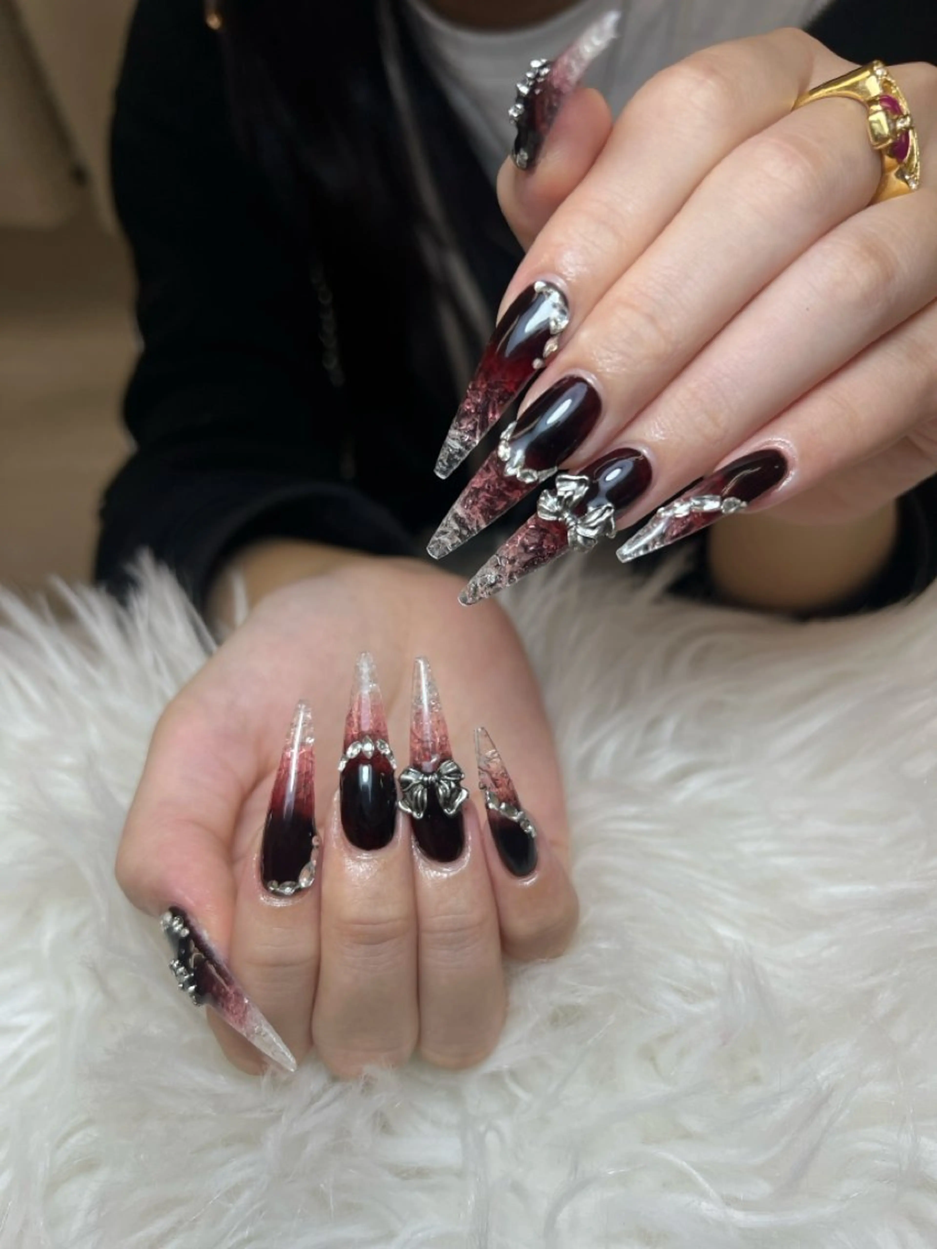 ネイル アートネイル オーロラネイル チークネイル 長さ出し フットネイル Noiranail_ studio川越西口のネイルデザイン