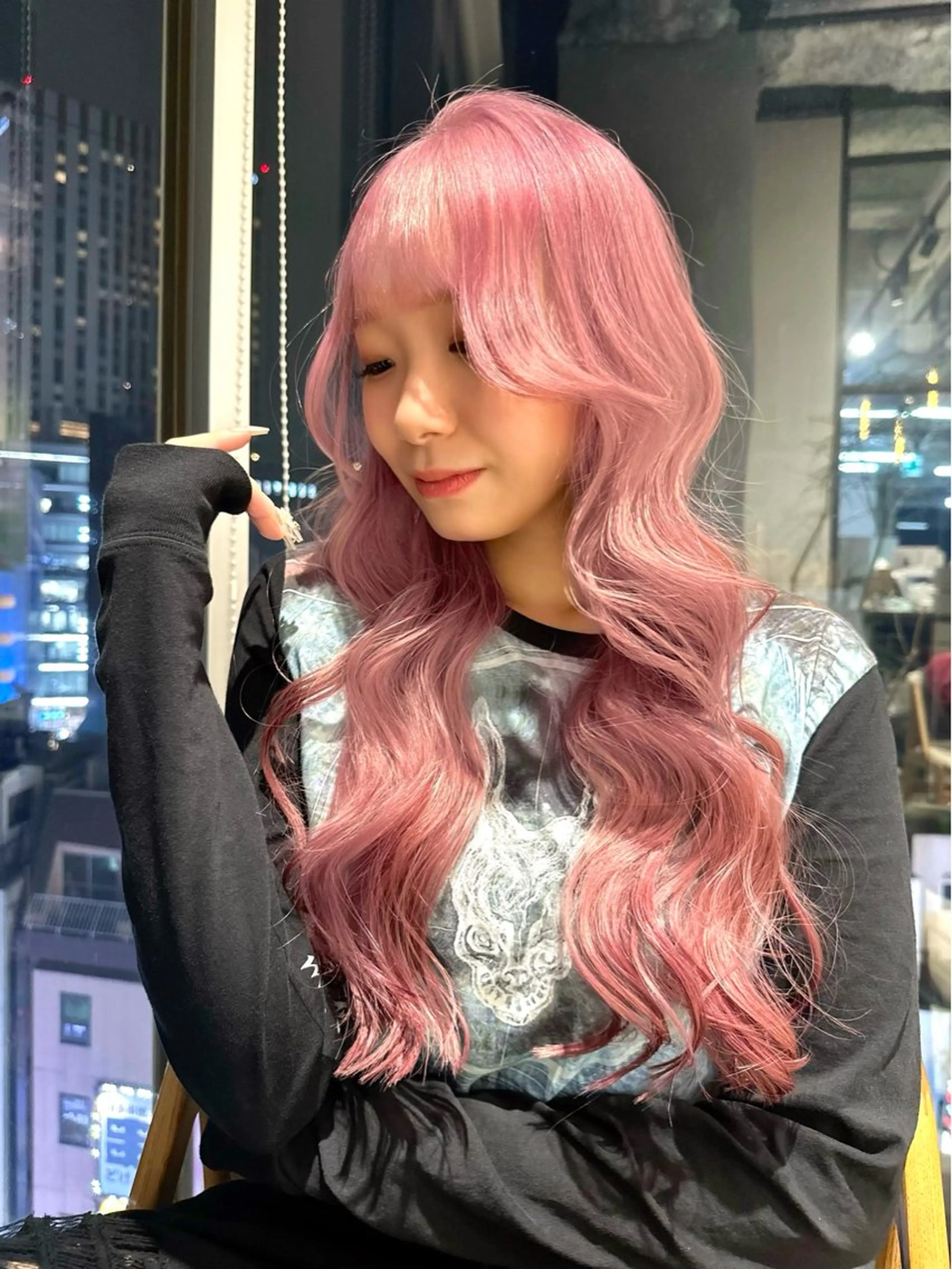 ロング カラー ブリーチ ケアブリーチ ピンクカラー カット ヘアカラー トリートメント 似合わせ小顔ショート /akane🐰♥️のヘアスタイル