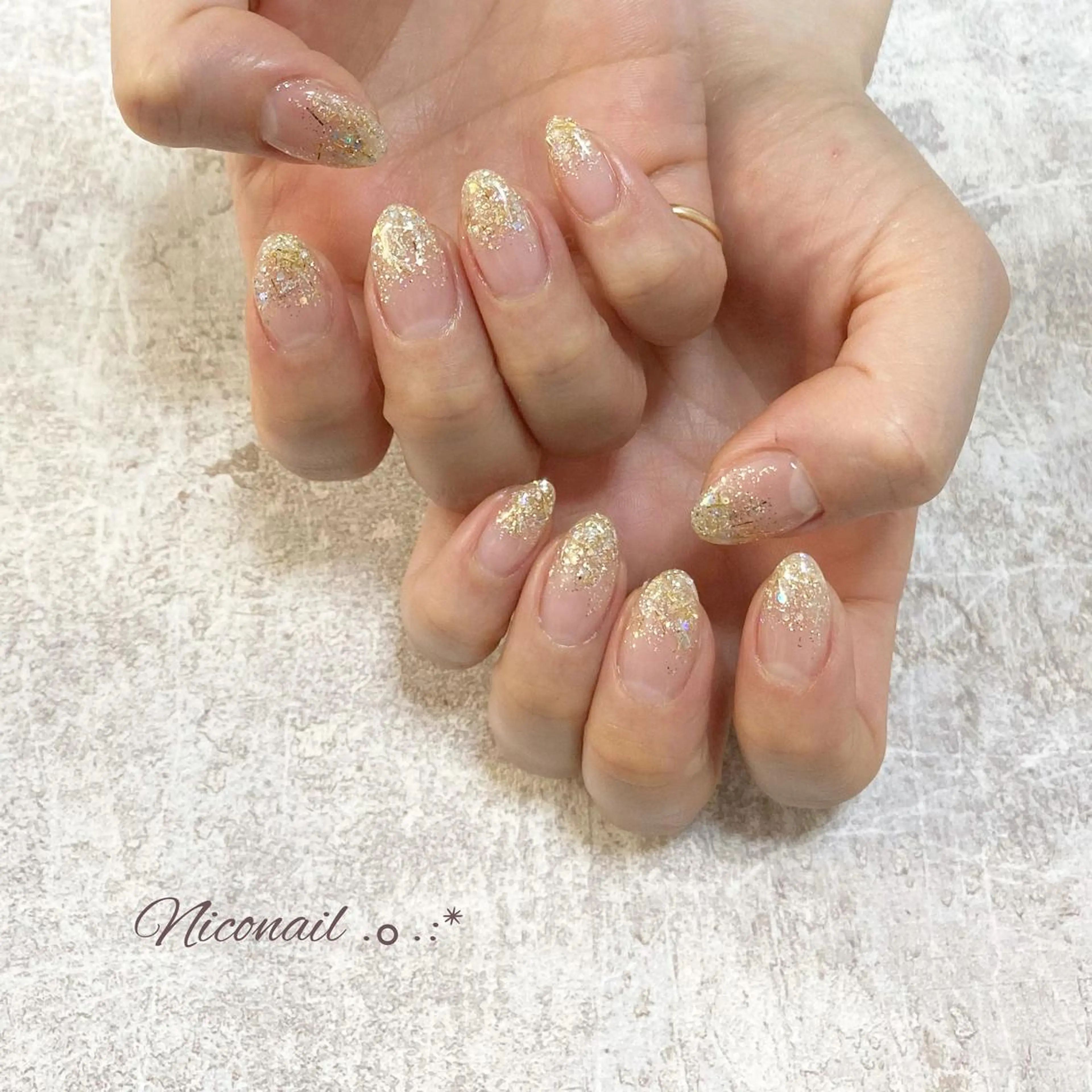 ネイル グラデーション ラメ(グリッター) ラメグラデーション Niconail ☆ 仙川/ Aiのネイルデザイン